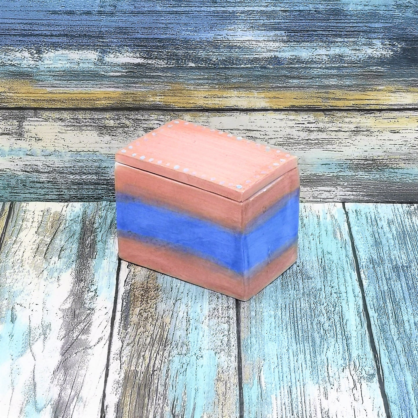 Handmade Ceramic Rectangle Jewelry Box For Women, Hand Painted Pink And Blue Trinket Box For Her, Custom Gifts For Women Who Has Everything - Ceramica Ana Rafael