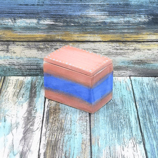 Handmade Ceramic Rectangle Jewelry Box For Women, Hand Painted Pink And Blue Trinket Box For Her, Custom Gifts For Women Who Has Everything - Ceramica Ana Rafael