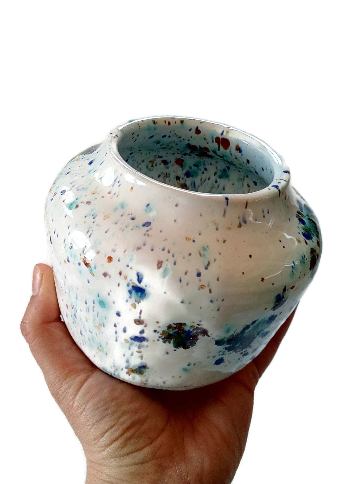 Handmade Ceramic Bud Vase, Speckled Modern Pottery Vase For Flowers, Unique House Warming Gifts For Couple, Custom Wedding Gift - Ceramica Ana Rafael