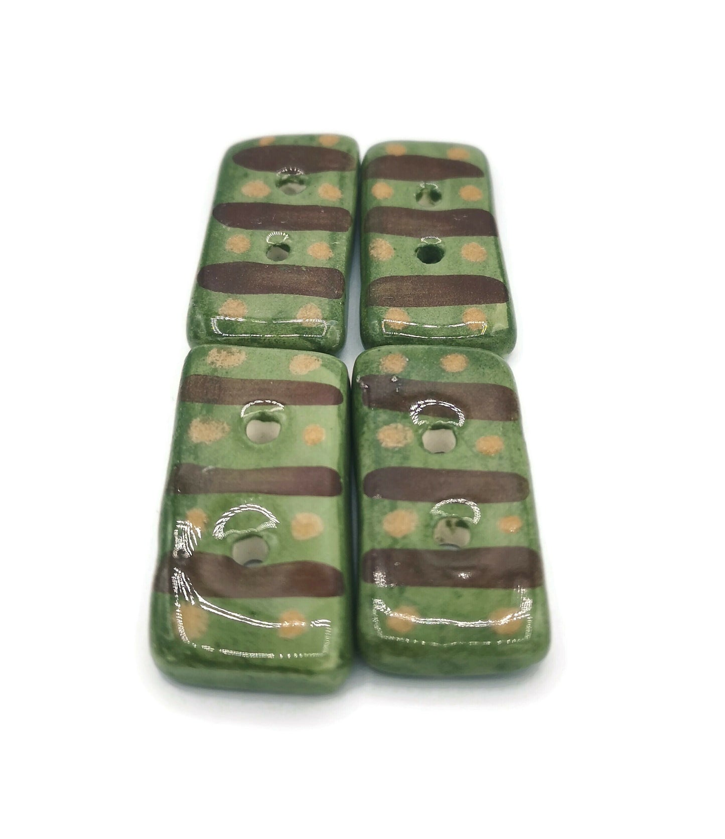 4Pc 40mm Handmade Ceramic Extra Large Buttons Rectangle Shape, Coat Button For Crafts, Fancy Jacket Buttons, Sewing Supplies And Notions - Ceramica Ana Rafael