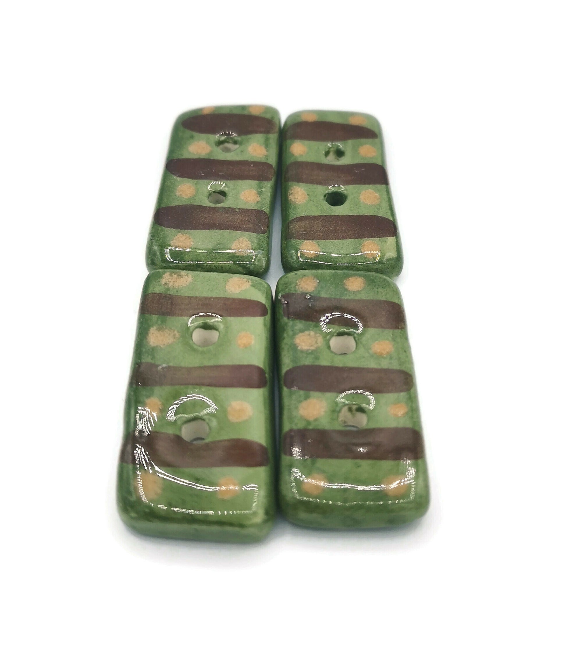4Pc 40mm Handmade Ceramic Extra Large Buttons Rectangle Shape, Coat Button For Crafts, Fancy Jacket Buttons, Sewing Supplies And Notions - Ceramica Ana Rafael
