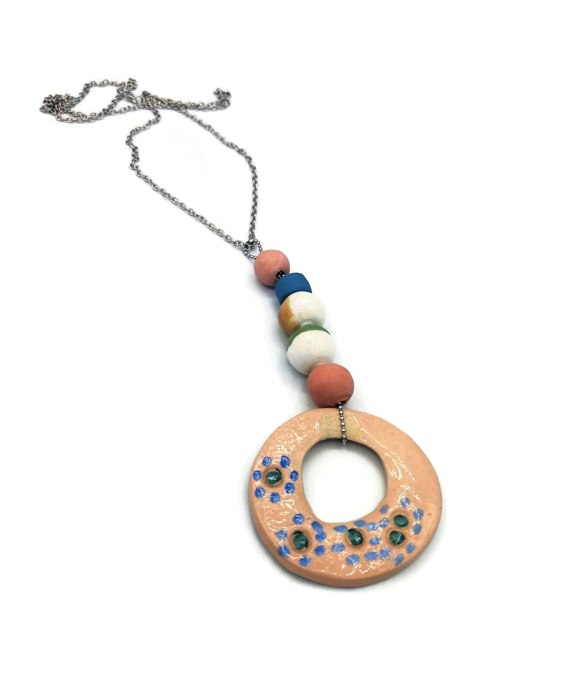 Statement Ceramic Pendant Necklace For Women, Everyday Beaded Necklace Best Gifts For Her, Best Sellers Unique Handmade Jewelry For Her - Ceramica Ana Rafael