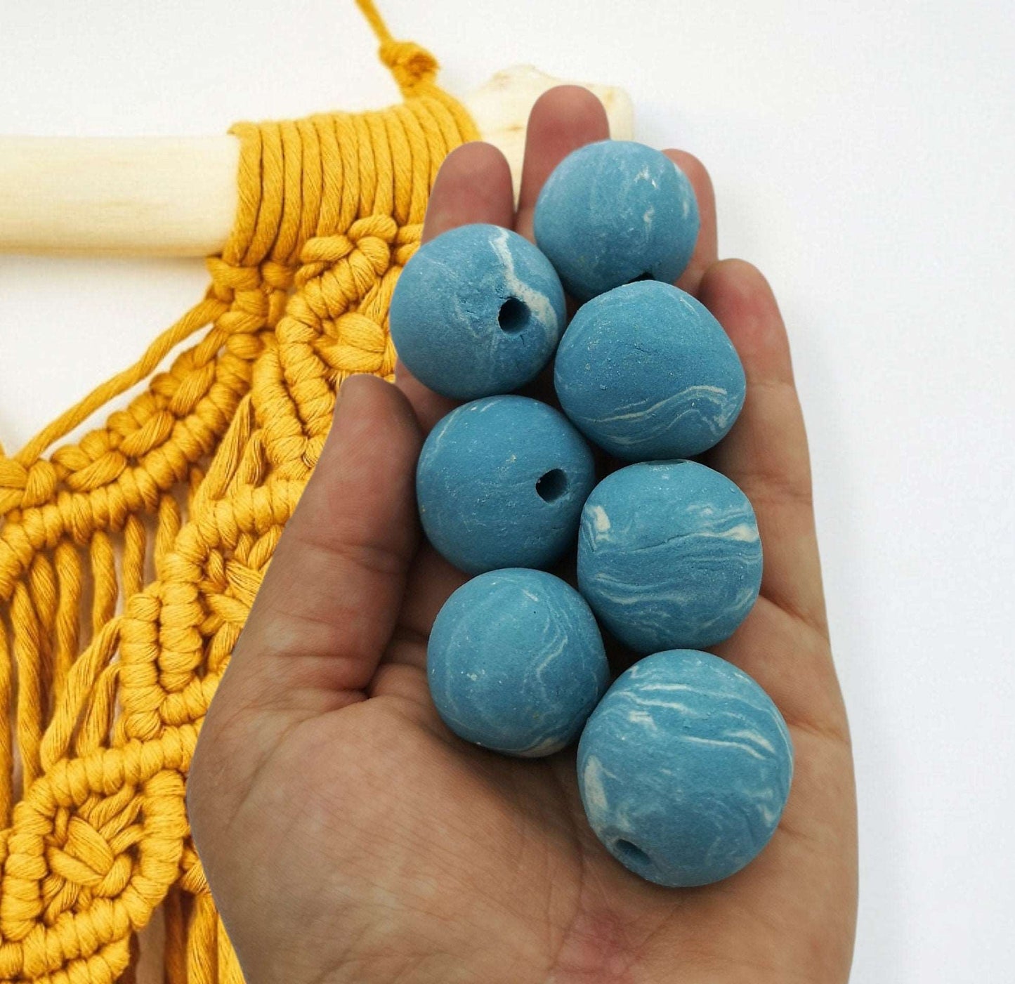 1Pc Extra Large Ceramic Beads For Jewelry Making, Clay Beads Trending Now, Handmade Ceramics Macrame Beads, Large Hole Round Bubblegum Bead