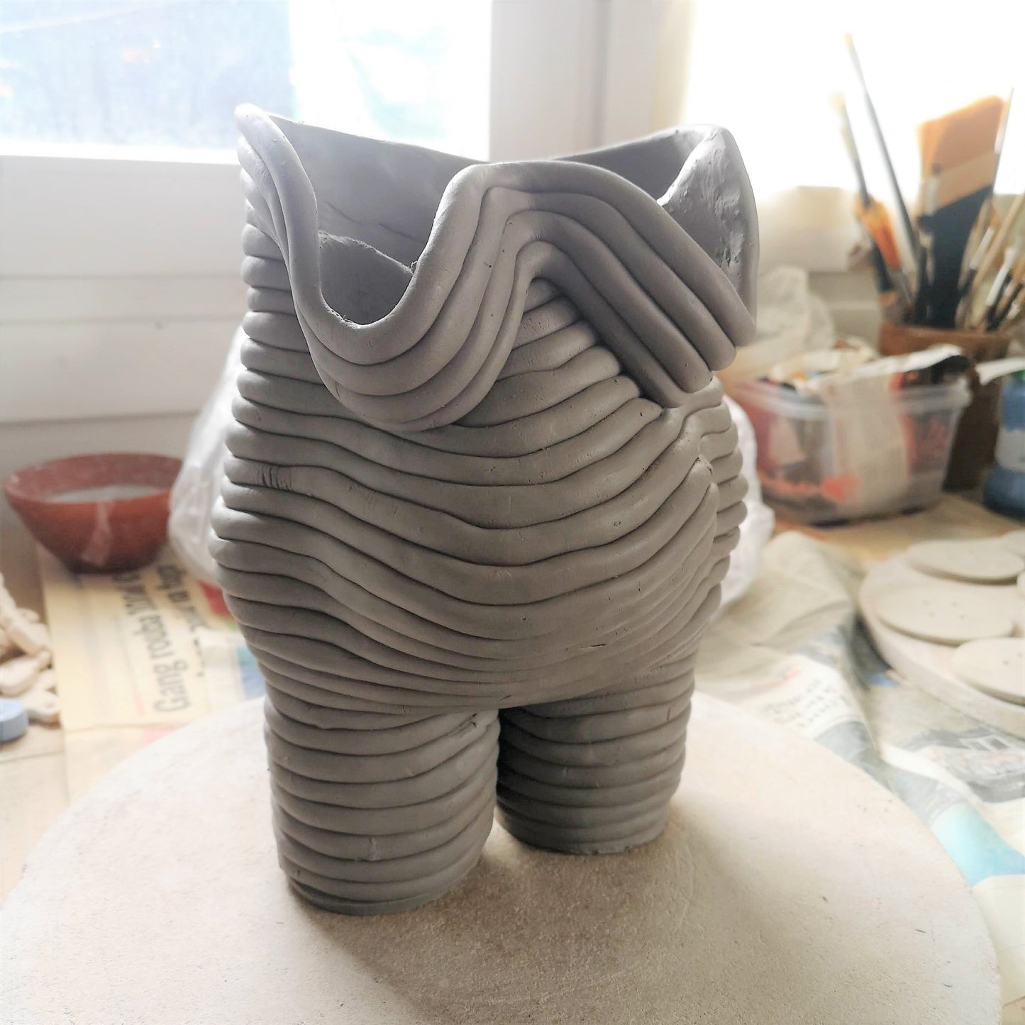 Handmade Stoneware Ceramic Goddess Statue, Mid Century Modern Female Sculpture Contemporary Art Textured Woman Large Floor Vase Wedding Gift - Ceramica Ana Rafael