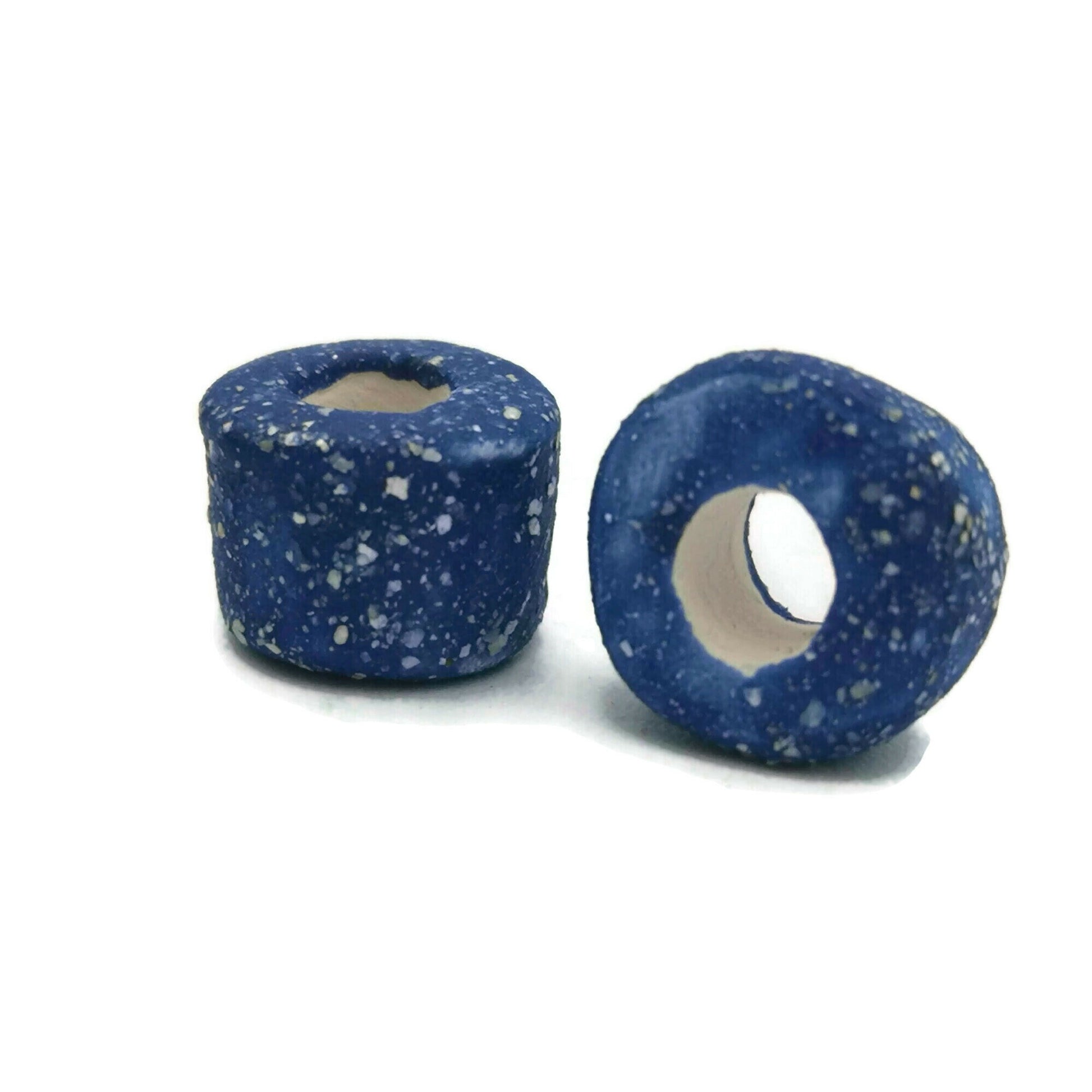 Handmade Ceramic Beads Jewelry Making, 5 Pcs Clay Beads Large Hole, Porcelain Dreadlock Beads, Unique Donut Bead Unusual - Ceramica Ana Rafael