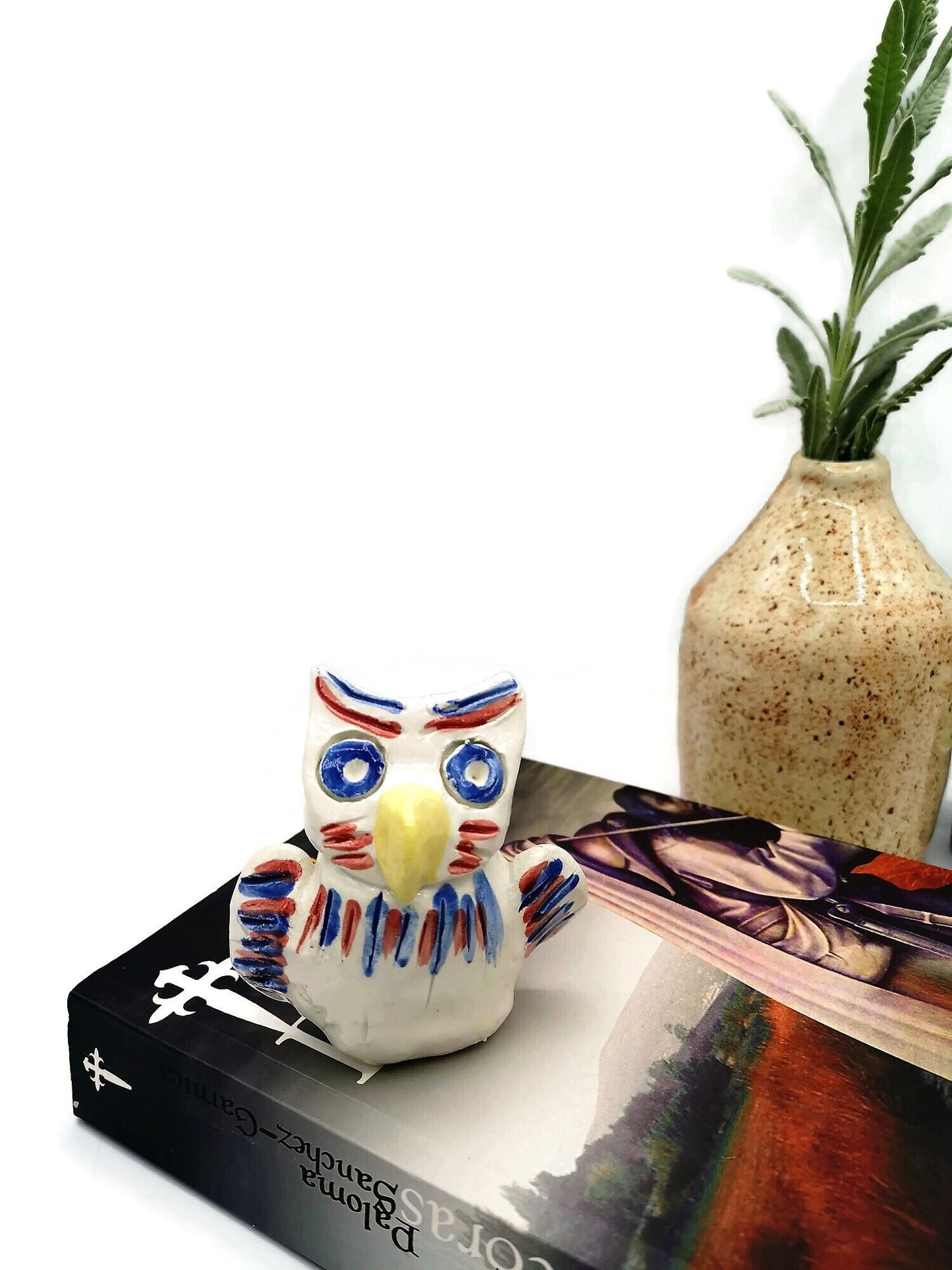 Ceramic Sculpture For Table, Owl Figurine Modern Clay Sculpture Graduation Gift, Housewarming Gift First Home, Bird Sculpture - Ceramica Ana Rafael