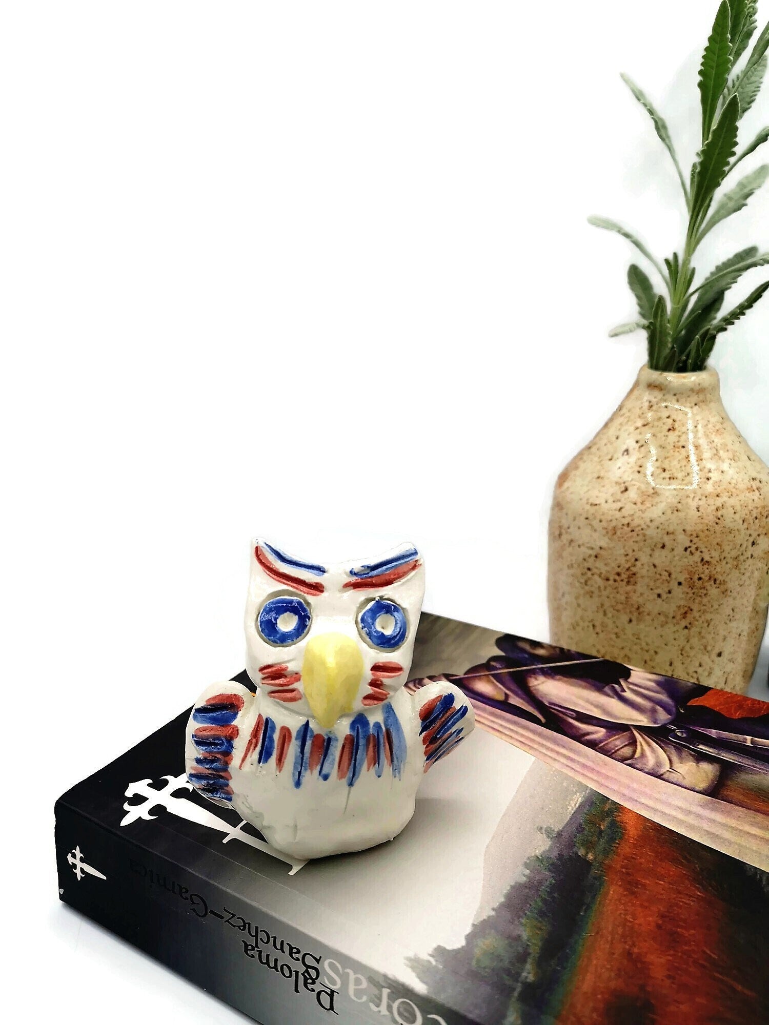 Ceramic Sculpture For Table, Owl Figurine Modern Clay Sculpture Graduation Gift, Housewarming Gift First Home, Bird Sculpture - Ceramica Ana Rafael