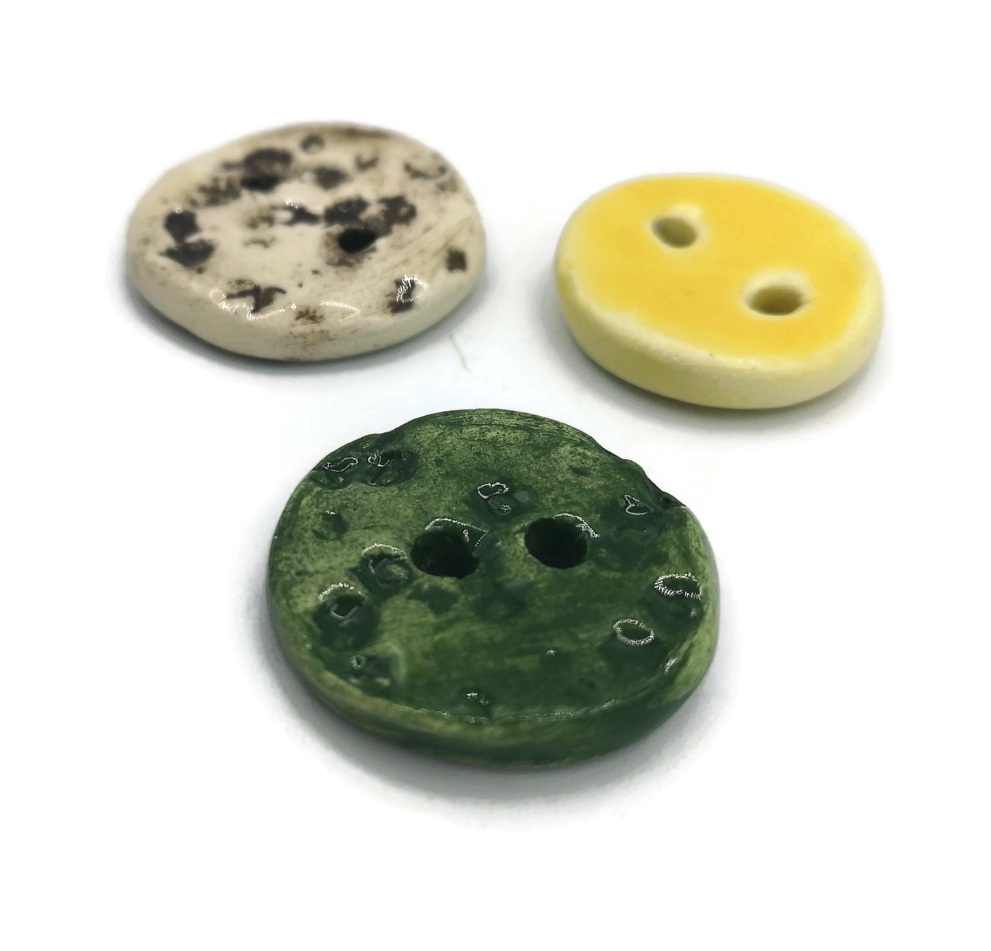 Set Of 3 Sewing Buttons Strange And Unusual, Antique Look Sewing Supplies And Notions, Handmade Ceramics, Elegant Buttons - Ceramica Ana Rafael