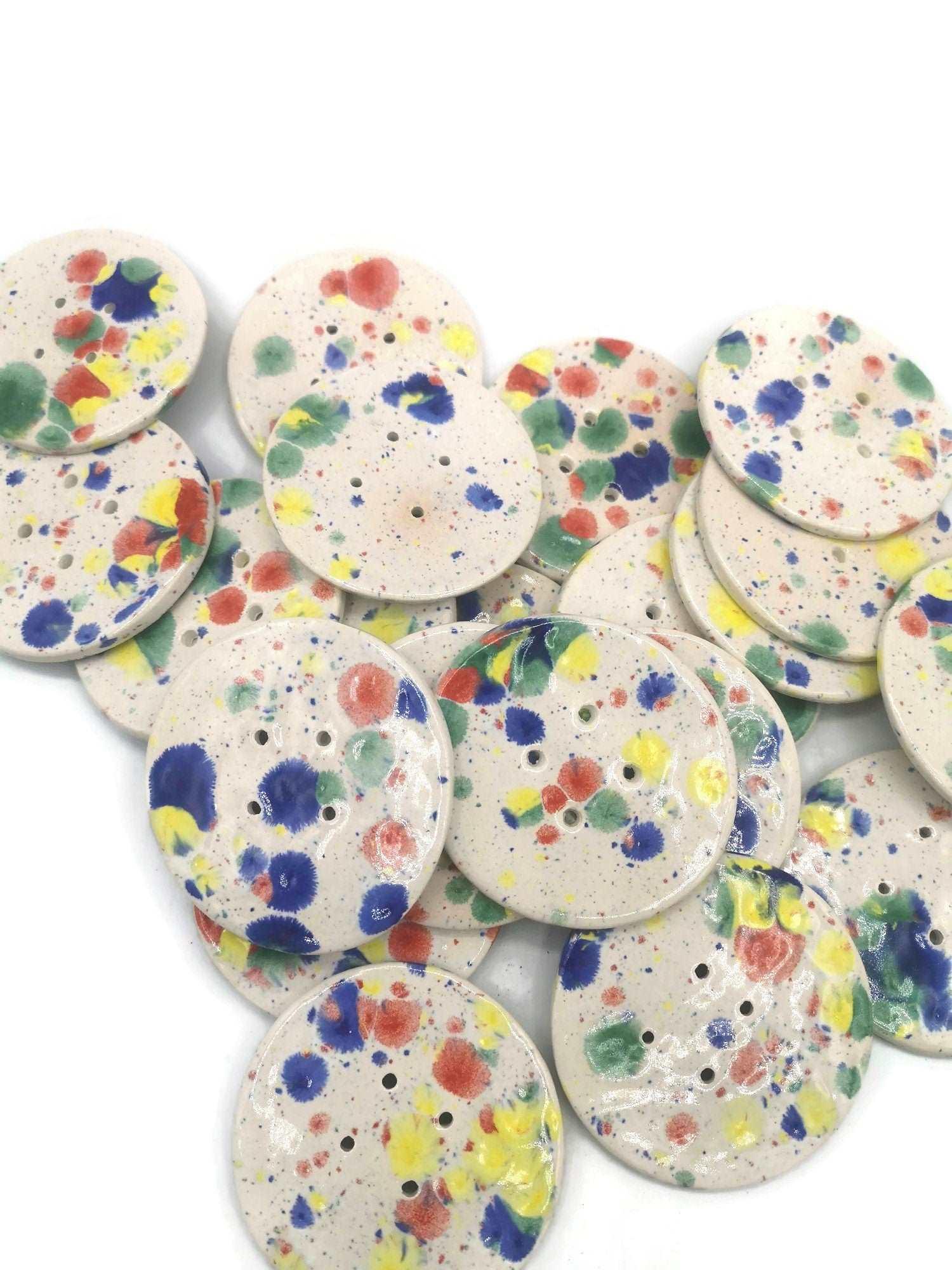 1Pc 65mm Colorful Giant Sewing Buttons, Jumbo Confetti Decorative Novelty Extra Large Buttons for Crafts, Handmade Ceramic Coat Button