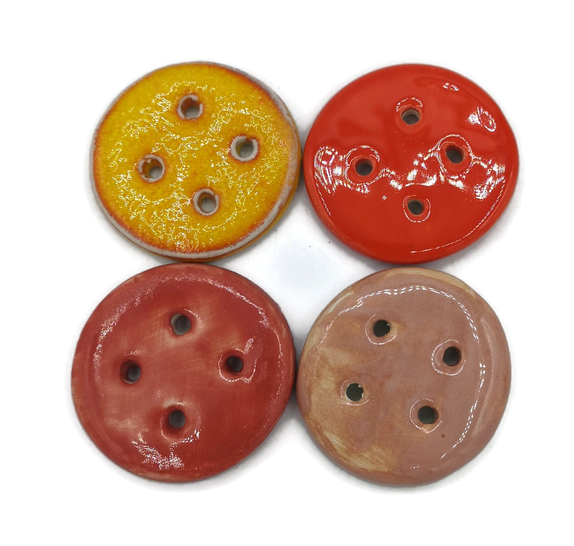 Clay Buttons Lot Of 4, Round Large Sewing Buttons, Jewelry making, Best sellers Sewing Supplies And Notions, Handmade Ceramic Unique Buttons - Ceramica Ana Rafael