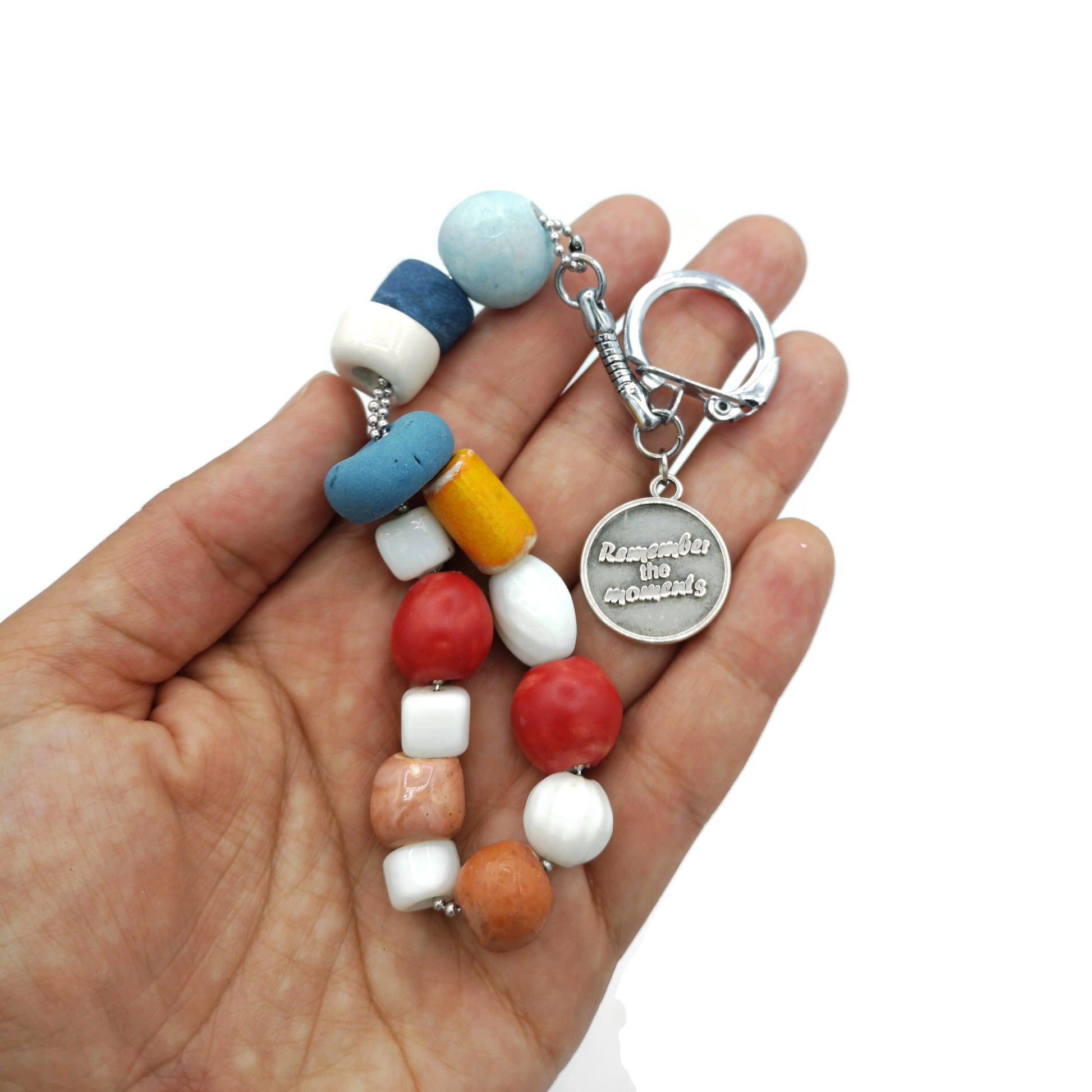inspirational quote boho keychain accessories aesthetic, clay keychains cute, best friend gift for women - Ceramica Ana Rafael