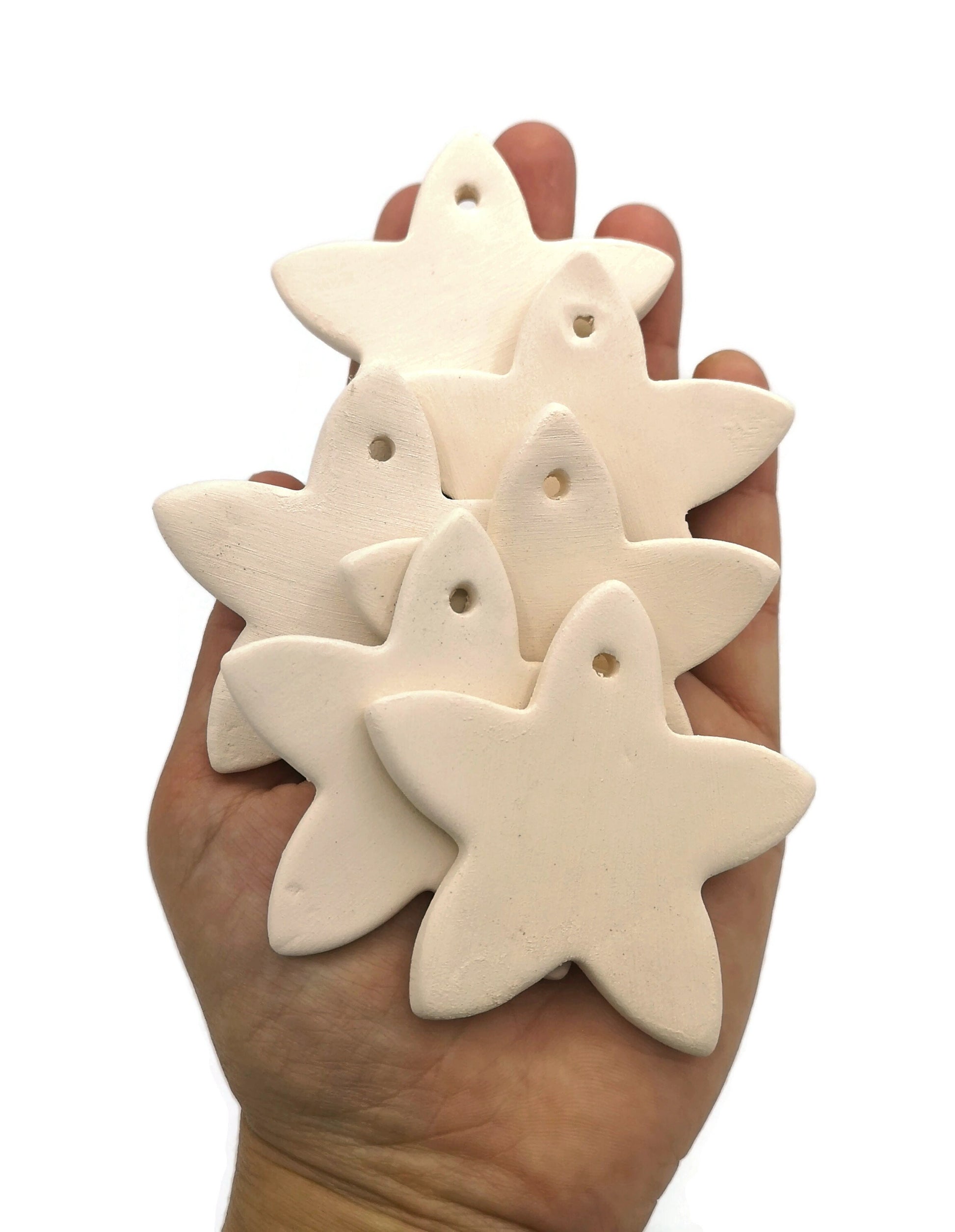 4/6/8/10/12Pc 70/60/45/35/25 Handmade Ceramic Bisque Blank Star Ready To Paint, Reusable Gift Tag, Christmas Gift Labels, Unpainted Ornament - Ceramica Ana Rafael