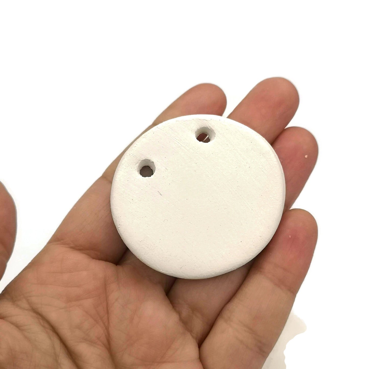 Pendant Blanks, Handmade Ceramic Bisque Charms 2 Holes Ready to Paint, Set of 4 Geometric Pendant, Diy Decorative Round Shape - Ceramica Ana Rafael