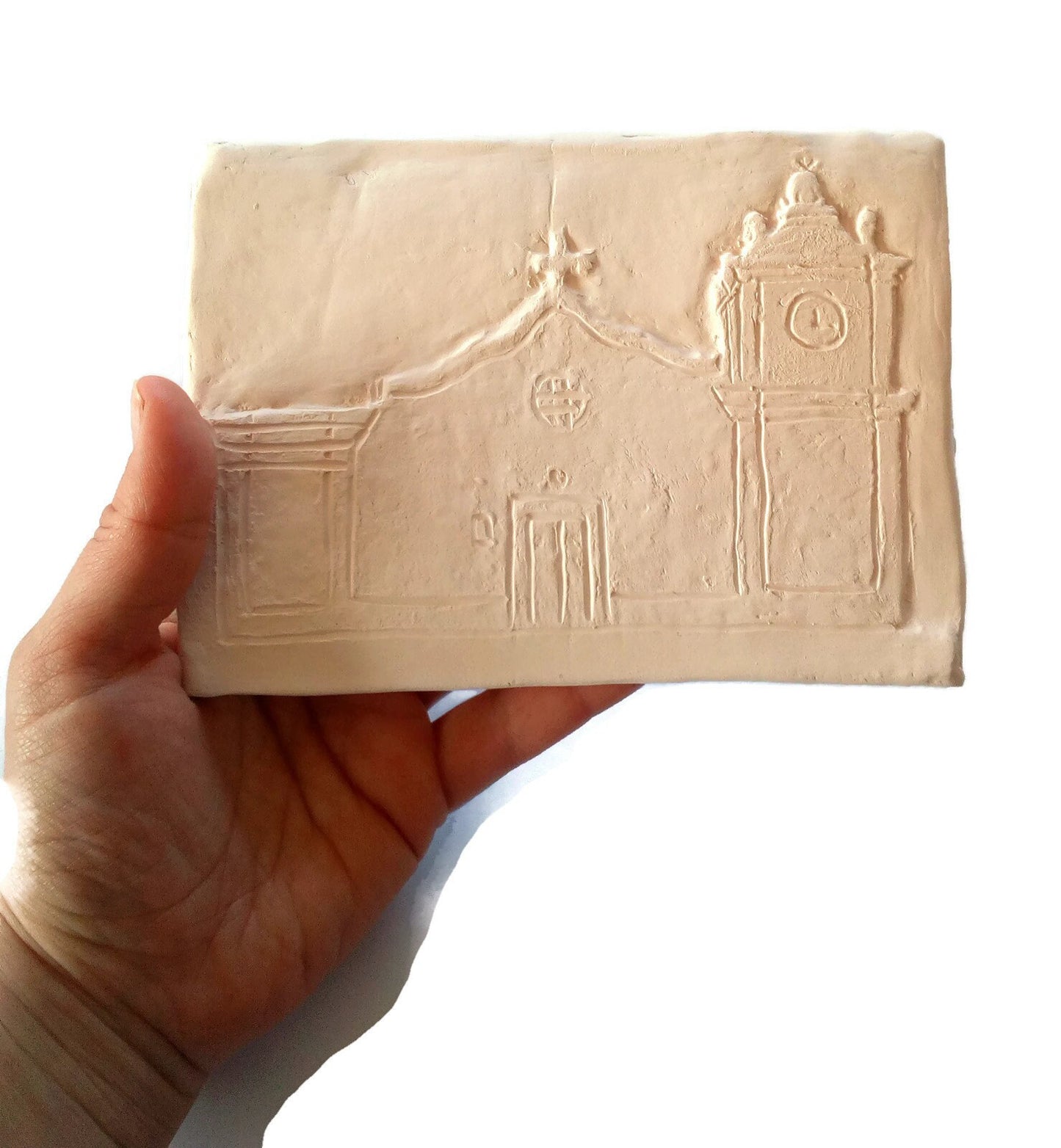 BLANK CERAMIC TILES, Portuguese Church high relief Tile, Decorative Art Tiles U Paint, Unpainted Ceramic Bisque Ready To Paint - Ceramica Ana Rafael