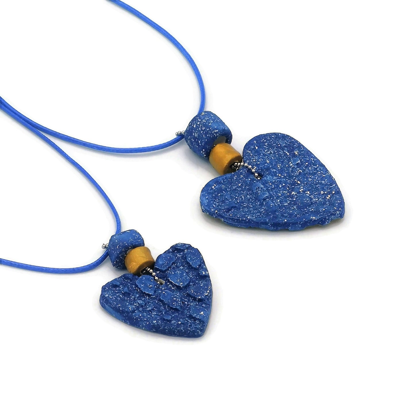 Statement Gold Heart Pendant Necklace For Women, Boho Clay Necklace, Everyday Necklace For Her, Cute Mother Day Gift From Daughter - Ceramica Ana Rafael