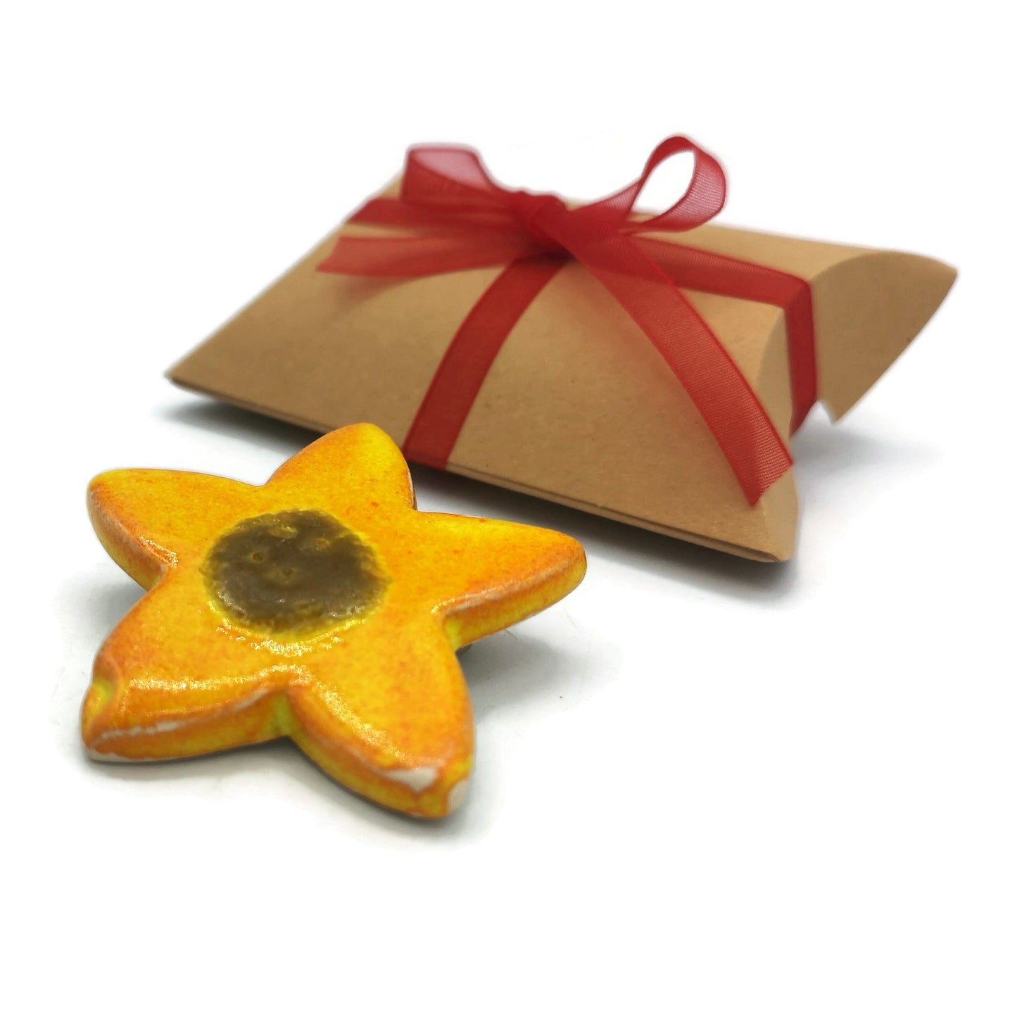 Yellow Sunflower Pin For Women, Handmade Ceramic Scarf Brooch, Best Sellers Mothers Day Gift For Grandma, Artisan Clay Jewelry Ready To Ship - Ceramica Ana Rafael