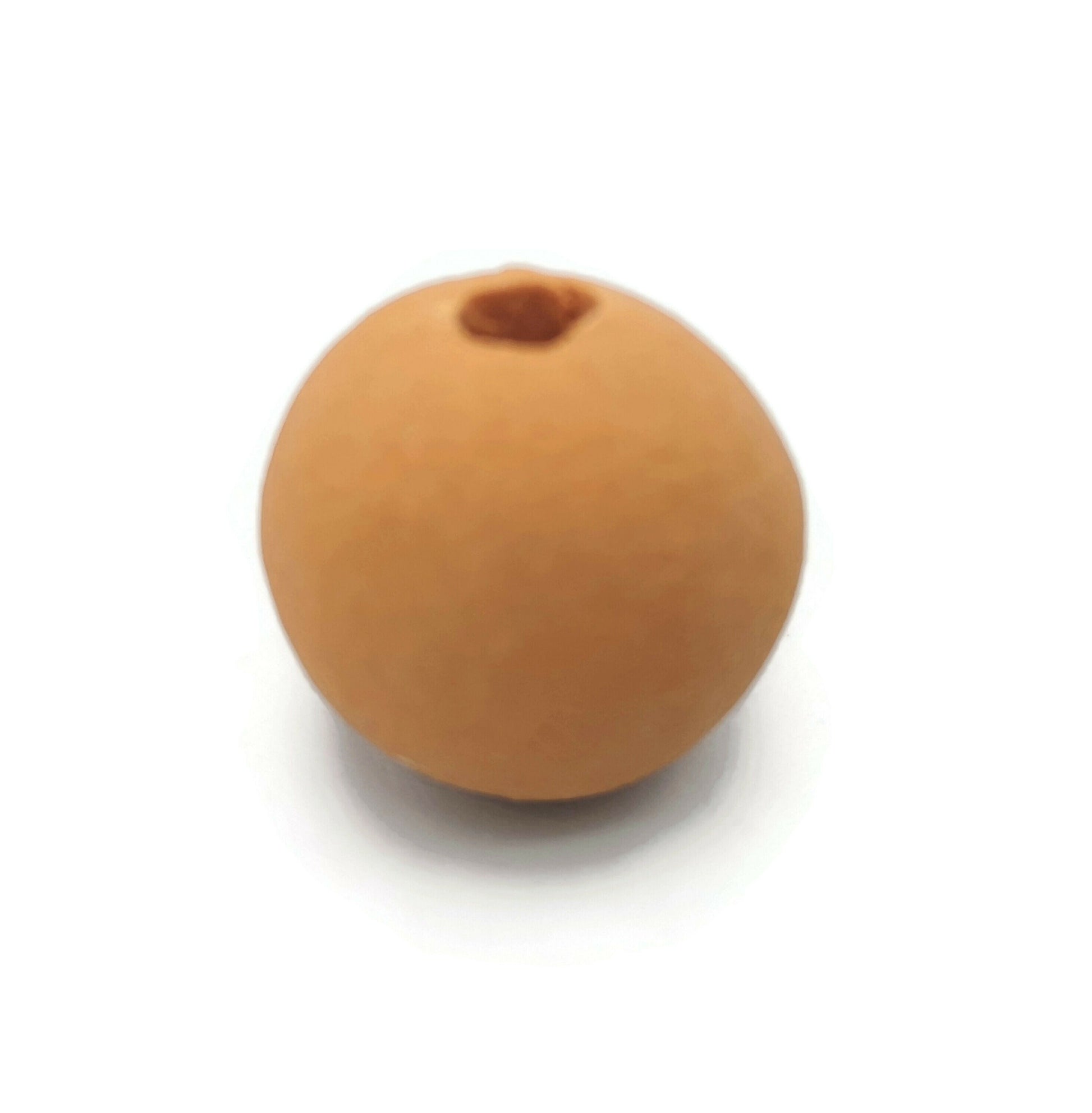 1Pc Large Hole Beads, Oversized Ceramic Bead 4mm Hole, Round Shape Matt Orange Pottery Macrame Beads, Best Sellers Handmade Jewelry Supplies - Ceramica Ana Rafael