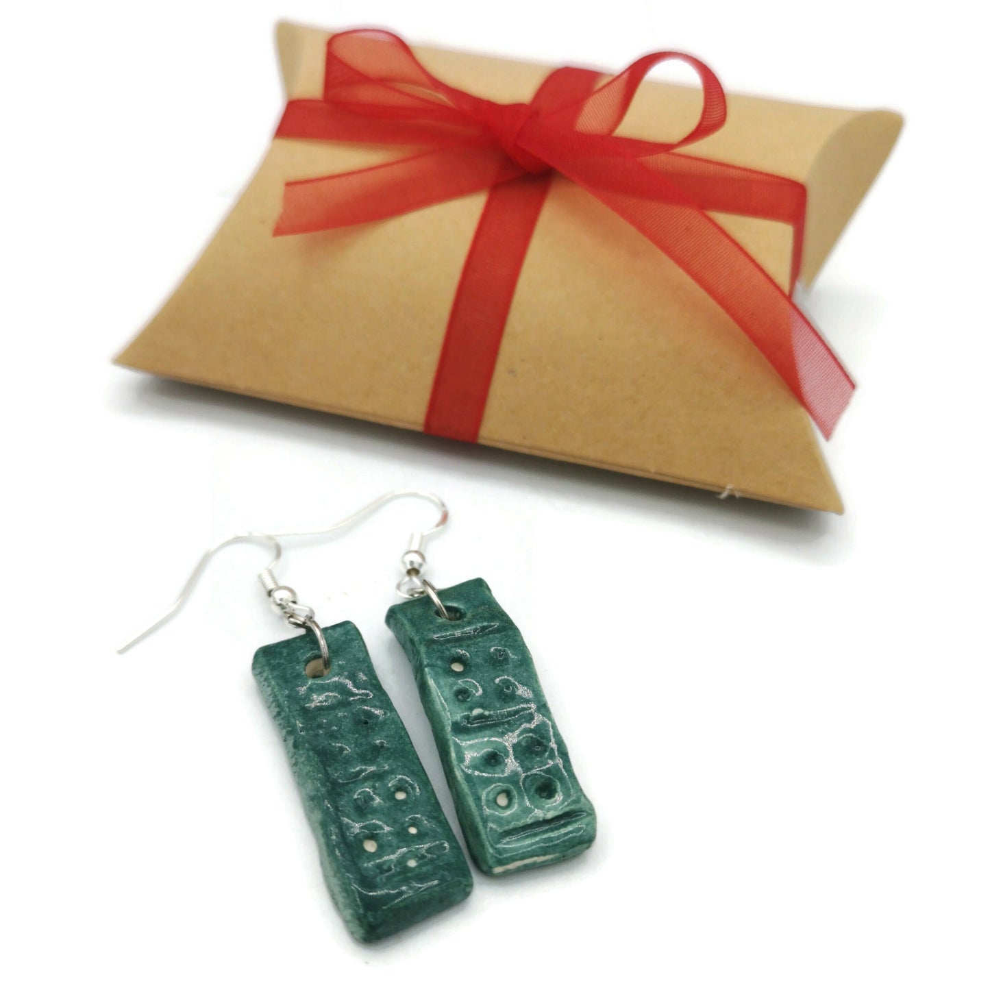 sterling silver earrings dangle boho, Best Gifts For Her, ceramic jewelry, hypoallergenic earrings, Easter Basket stuffers, Best Sellers - Ceramica Ana Rafael