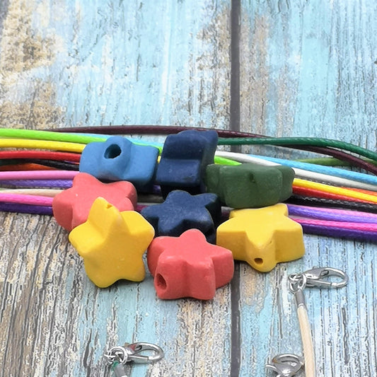 8 Pcs Handmade Ceramic Beads Ready To Ship, Cute Star Shape Assorted Beads For Jewelry Making, Unique Clay Spacer Beads, Most Sold Items - Ceramica Ana Rafael