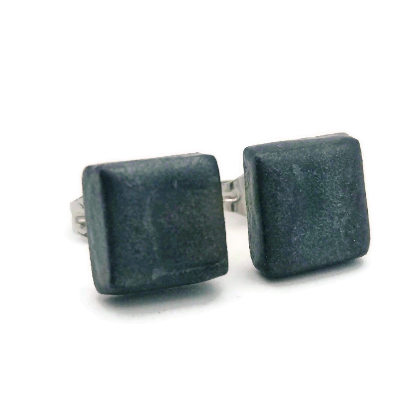 Sparkly Blue Square Ceramic Stud Earrings For Women, Handmade Jewelry Gifts For Her, Aesthetic Clay Stud Earrings, Novelty Dainty Earrings - Ceramica Ana Rafael