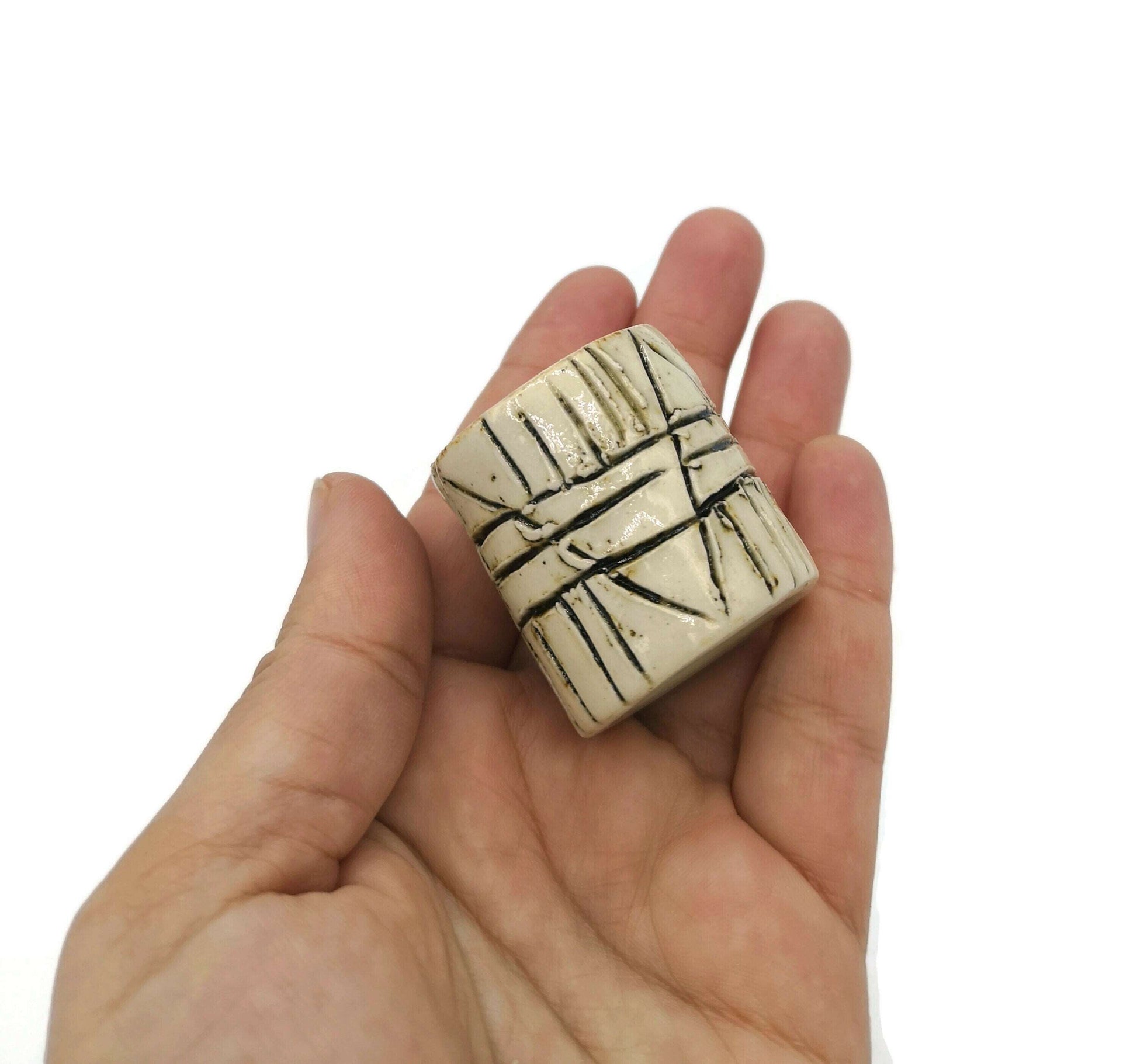 1Pc Macrame Beads Large Hole, Handmade Ceramic Tube Beads, Rustic Dread Beads for Men, Best Sellers Oversized Beads Trending Now