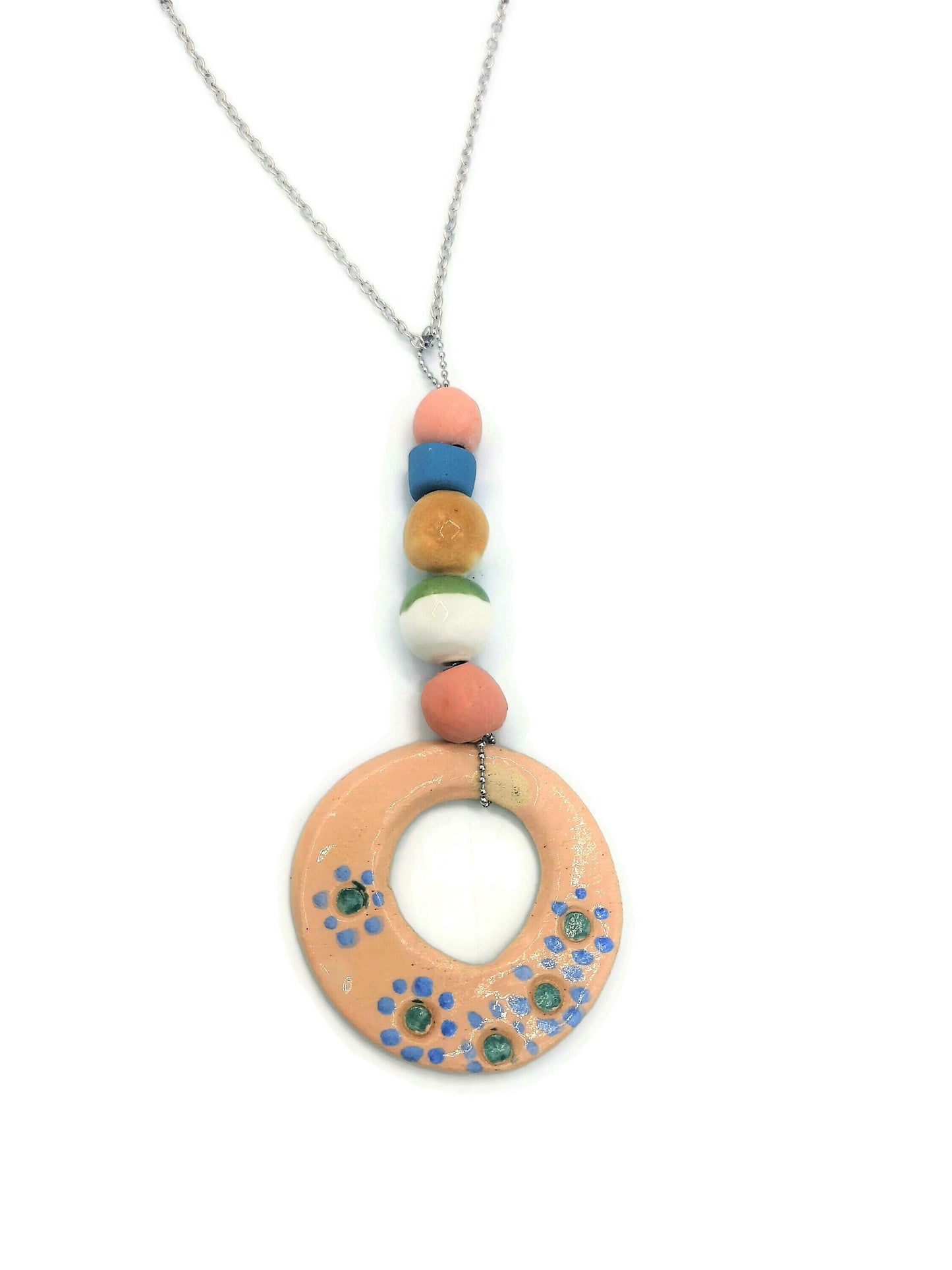 Statement Ceramic Pendant Necklace For Women, Everyday Beaded Necklace Best Gifts For Her, Best Sellers Unique Handmade Jewelry For Her - Ceramica Ana Rafael