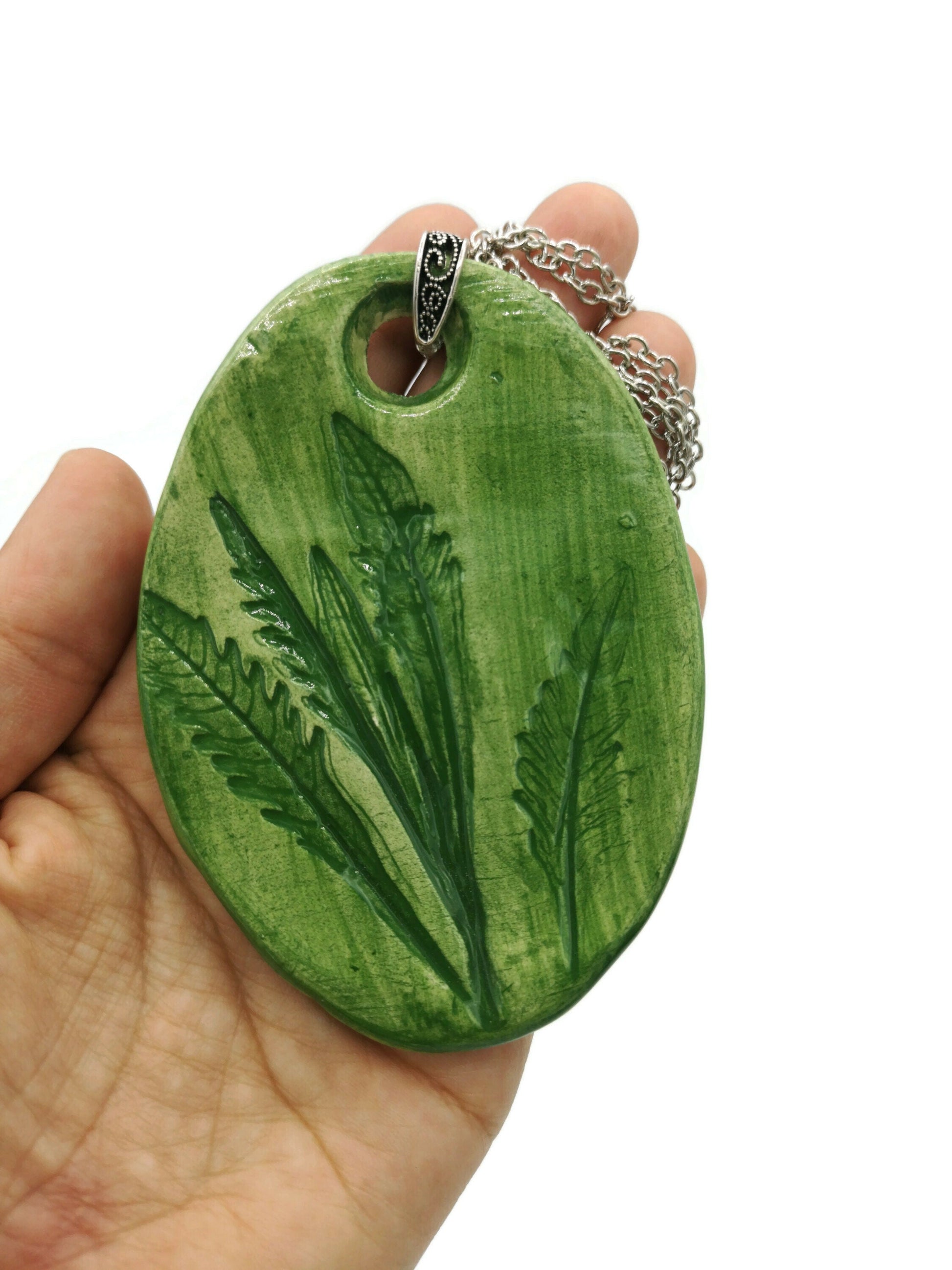 Large Lavender Pendant Necklace For Women, Plant Lover Gift, Aesthetic Necklace Mom Birthday Gift From Daughter, Statement Necklace - Ceramica Ana Rafael