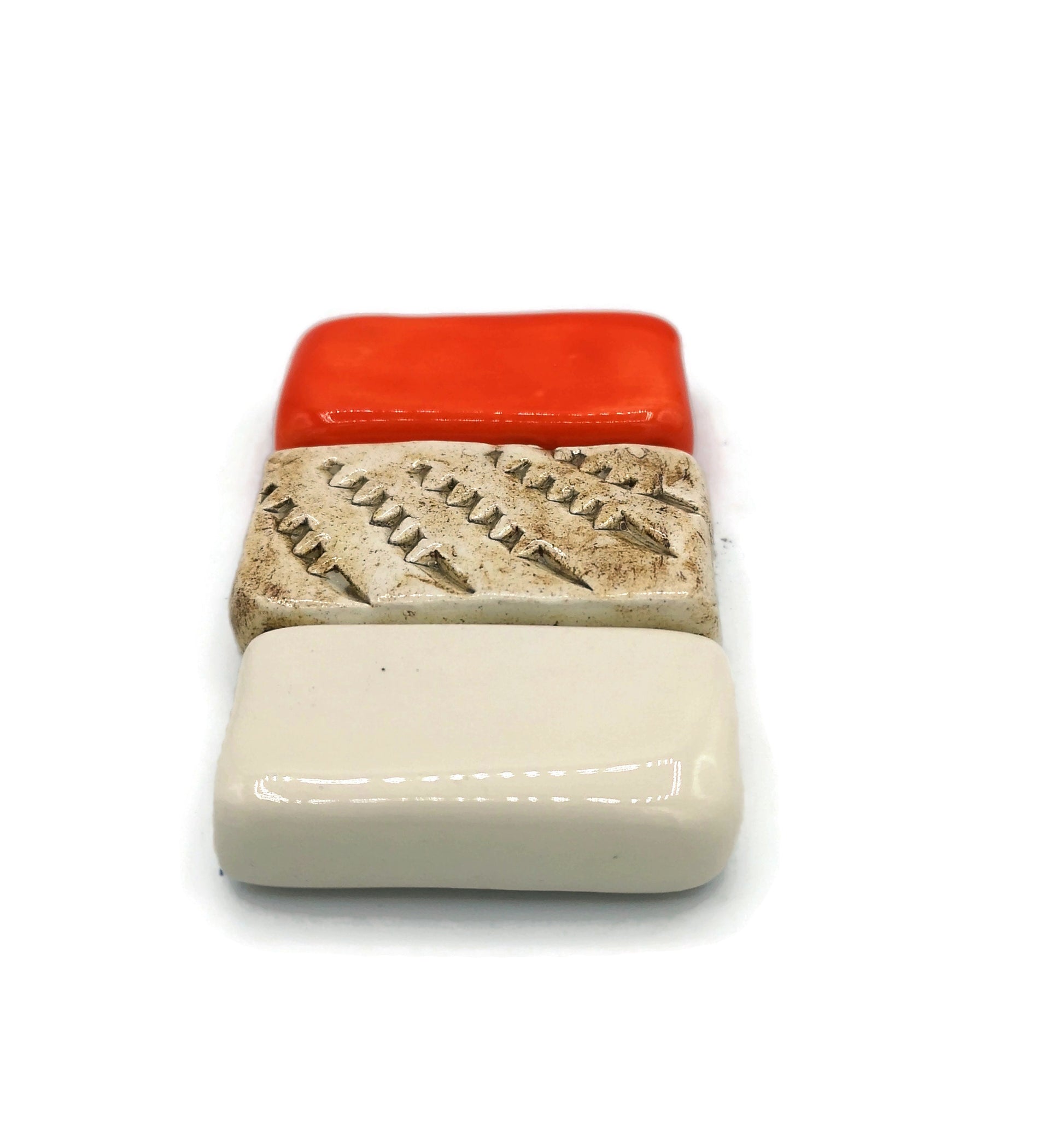 3Pc 35mm Large Ceramic Beads for Jewelry Making, Macrame Supplies, Handmade Clay Beads Rectangular, Unusual Beads - Ceramica Ana Rafael