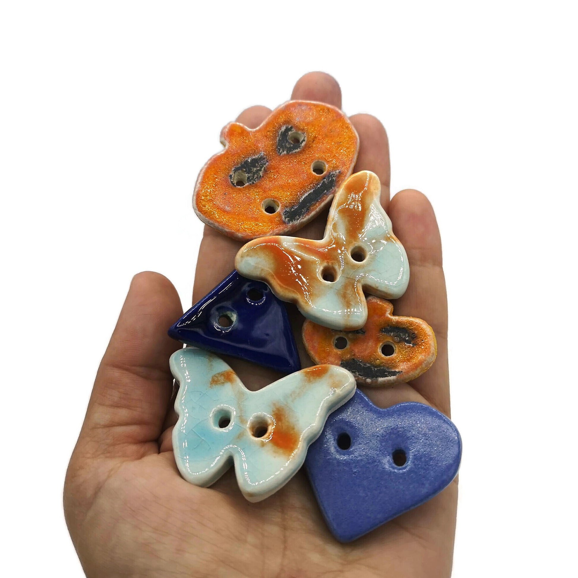 SEWING BUTTONS LOT, Set Of 6 Novelty Buttons For Crafts, Handmade Ceramics Upholstery Buttons, Coat Buttons - Ceramica Ana Rafael