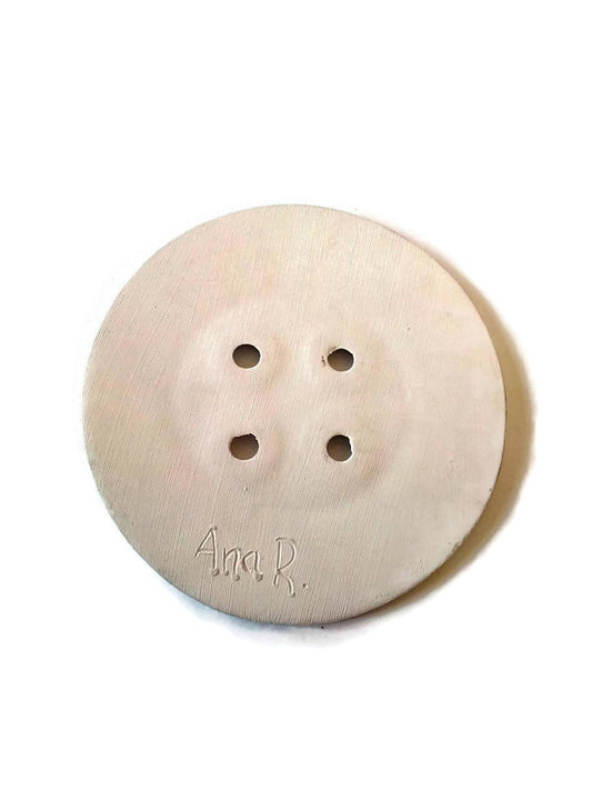 1Pc 145mm Giant Round Sewing Buttons Wall Art, Mothers Day Gift, Handmade Ceramic Plant Mom Birthday Gift From Daughter, Best Sellers - Ceramica Ana Rafael
