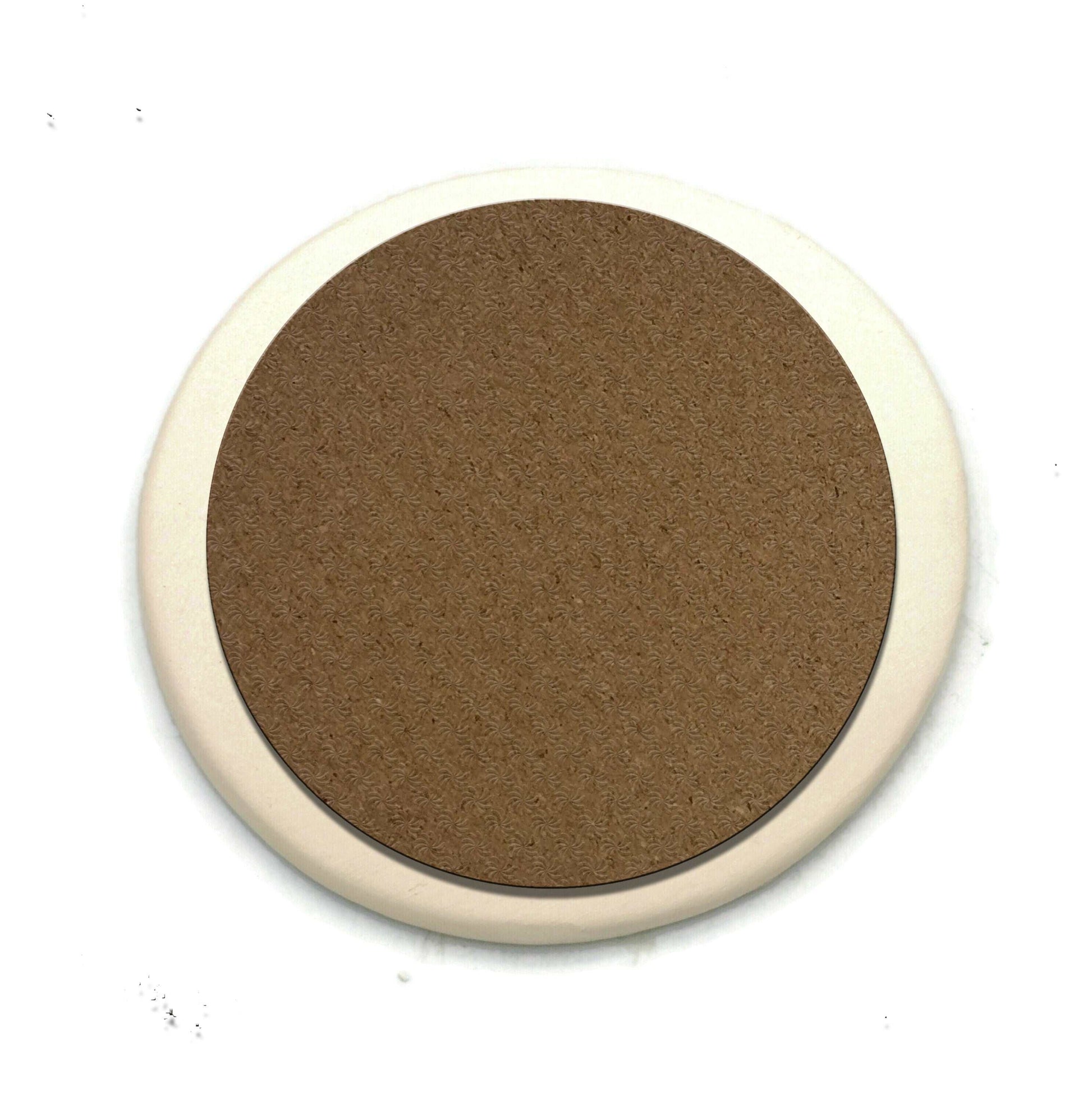 1Pc Handpainted Floral Large Handmade Ceramic Coaster Tile, Office Desk Accessories for Women, Cork Backing Round Artisan Botanical Coaster