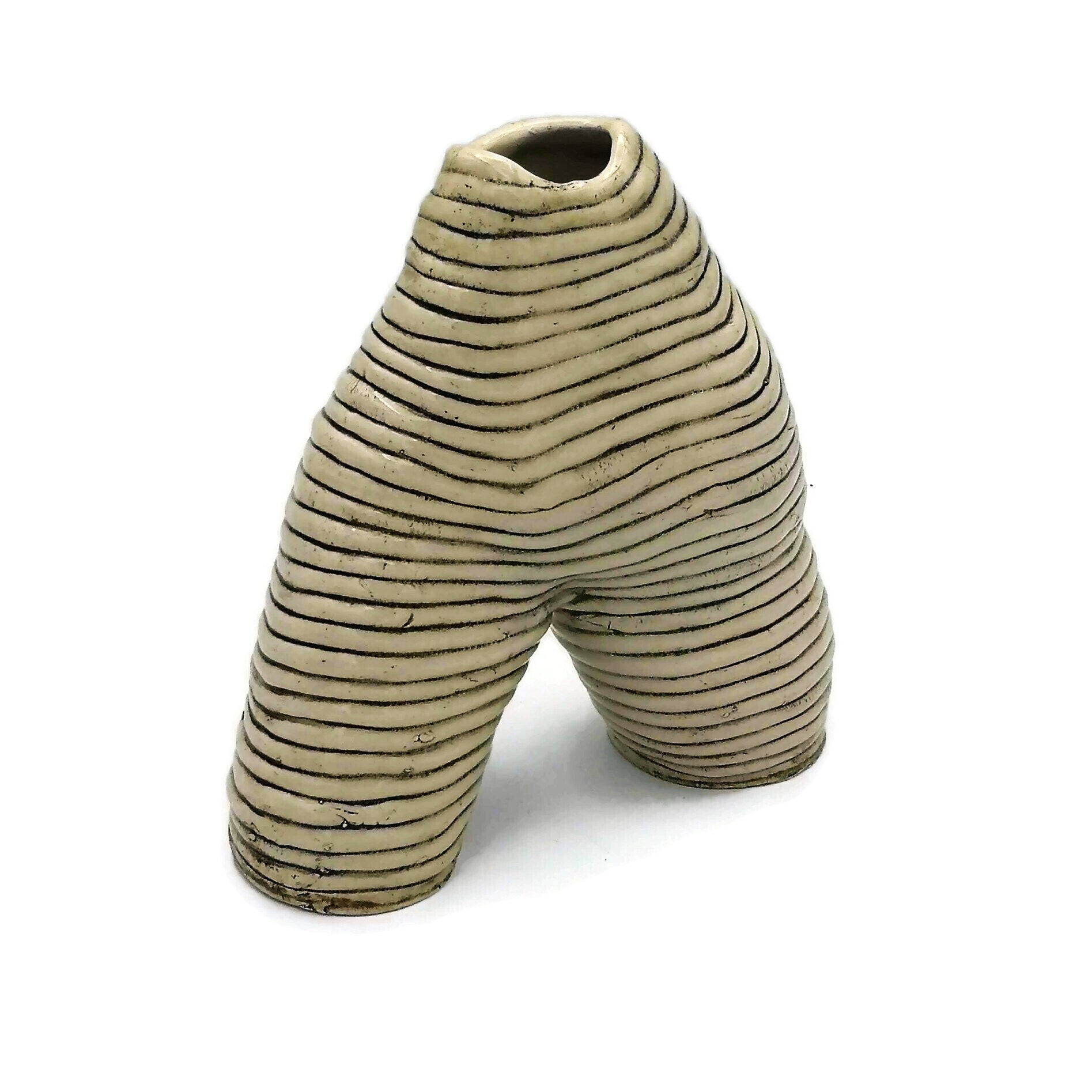 Handmade Ceramic Sculpture For Home Decor, Contemporary Art Textured Vase For Table, Custom Wedding Gift, Mid Century Modern Stoneware Vase - Ceramica Ana Rafael