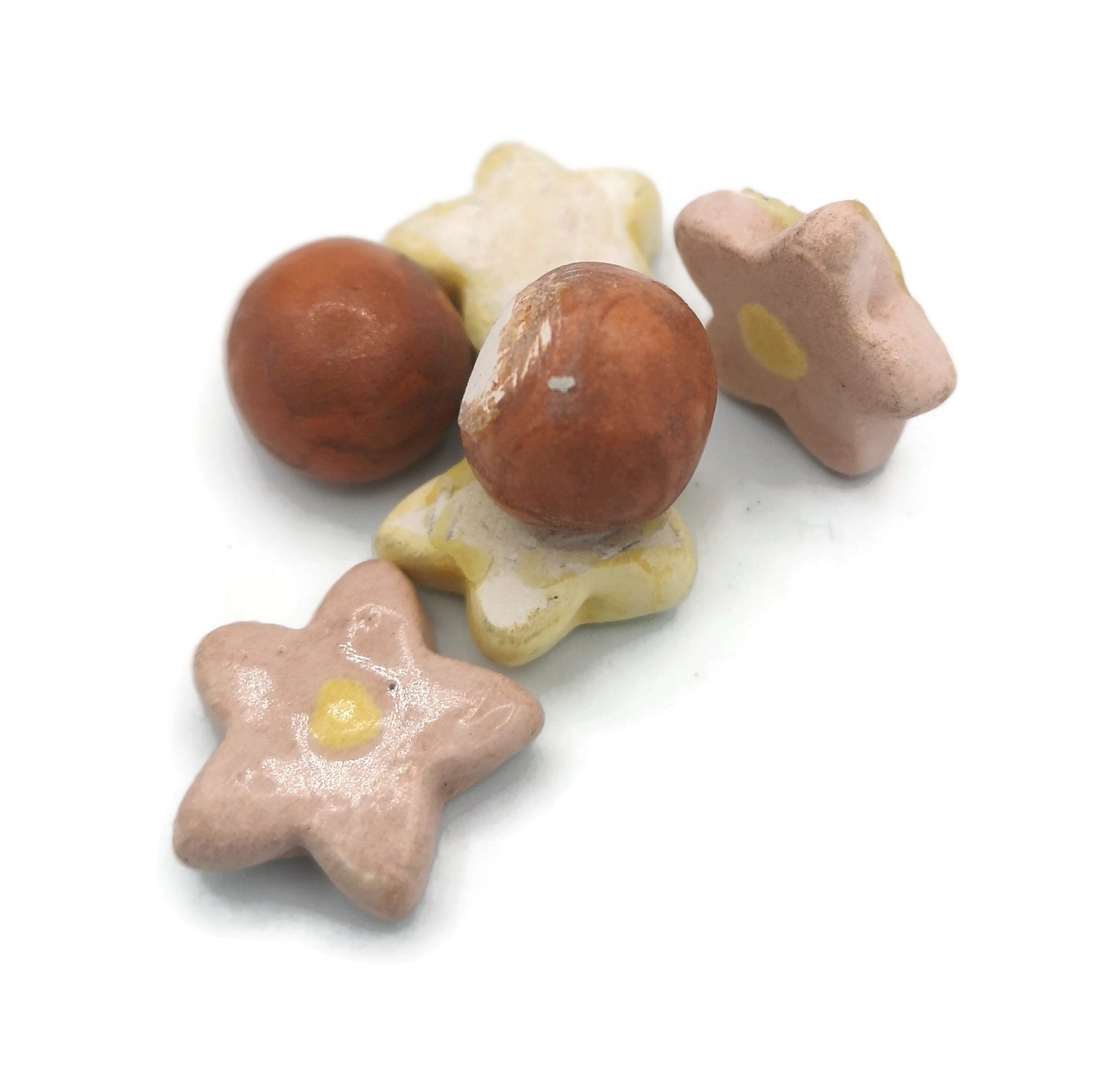 Assorted Cabochons For Jewelry making, Handmade Ceramic Beads Without Hole, Round Cabochon - Ceramica Ana Rafael