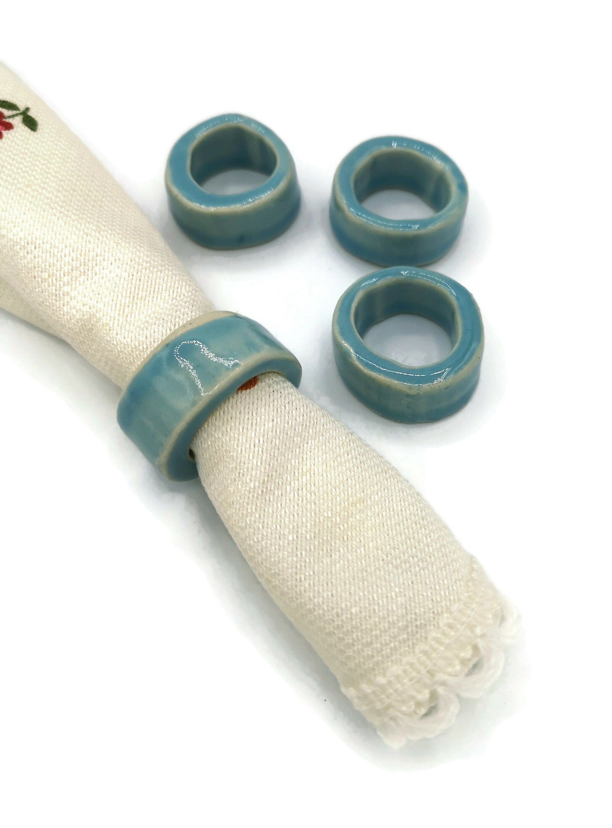 Set of 4 handmade ceramic napkin rings, Host Gift, housewarming gifts for men, hostess gift ideas, Thanksgiving Napkin Holders - Ceramica Ana Rafael