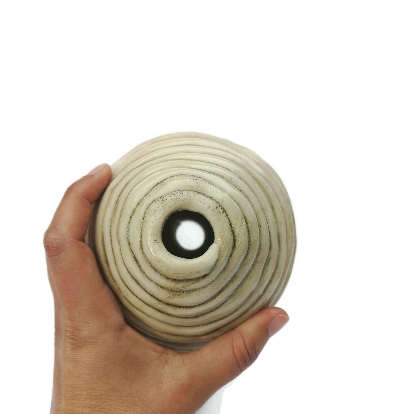 1Pc Handmade Ceramic Beads, Giant Macrame Beads 12cm/4.7in Diameter, Textured Round Ball Ornaments Large Hole Beads, Clay Beads - Ceramica Ana Rafael