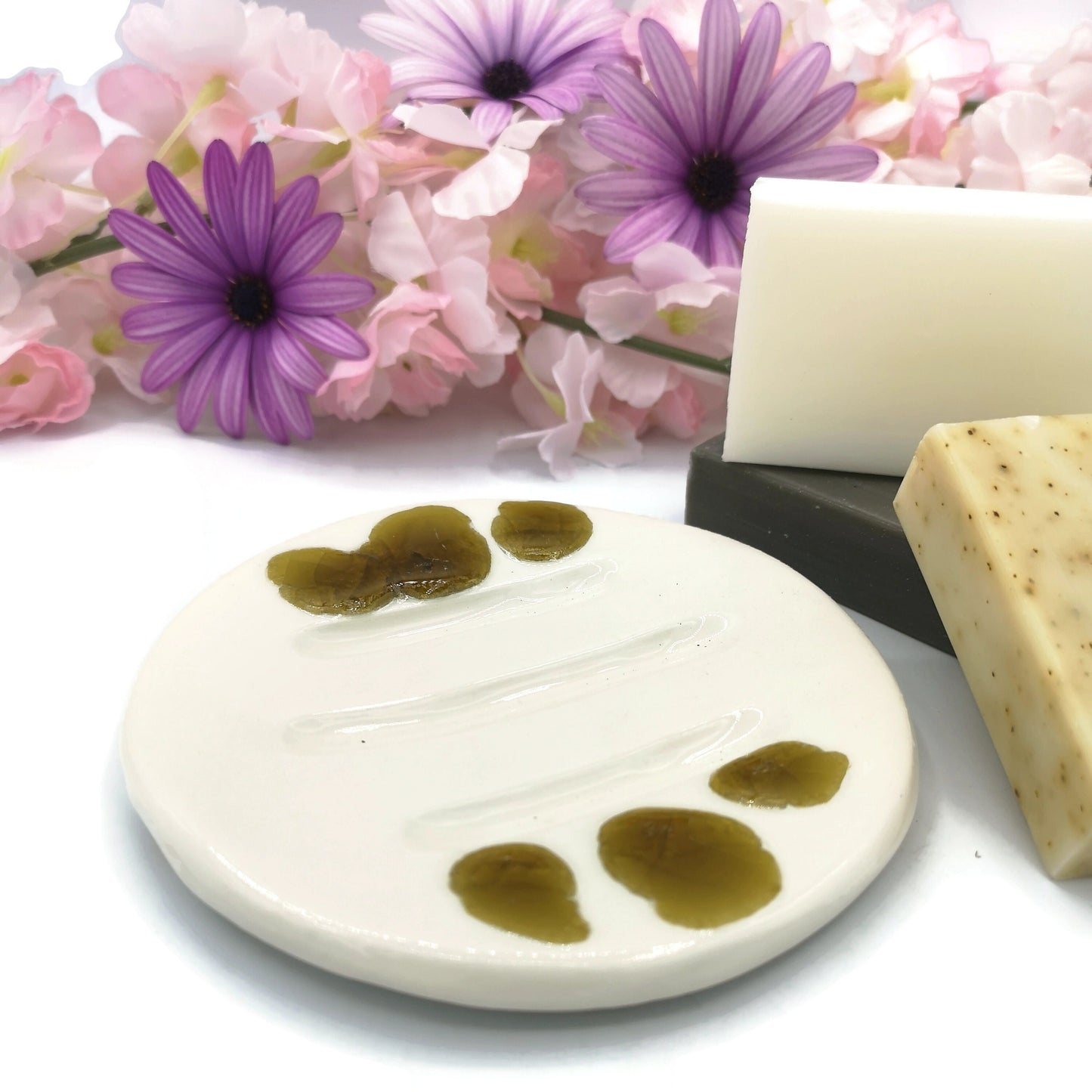 DISH SOAP DISPENSER with drain, sustainable gifts for her, sponge holder pottery, soap holder ecofriendly, zero waste, clay soap dish, best - Ceramica Ana Rafael