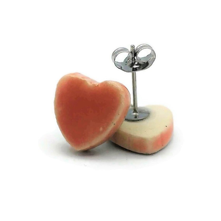Heart Stud Earrings For Women, Minimalist Novelty Small Stud Earrings Dainty, Best Gifts For Her, Unique Valentines Day Gift For Girlfriend - Ceramica Ana Rafael