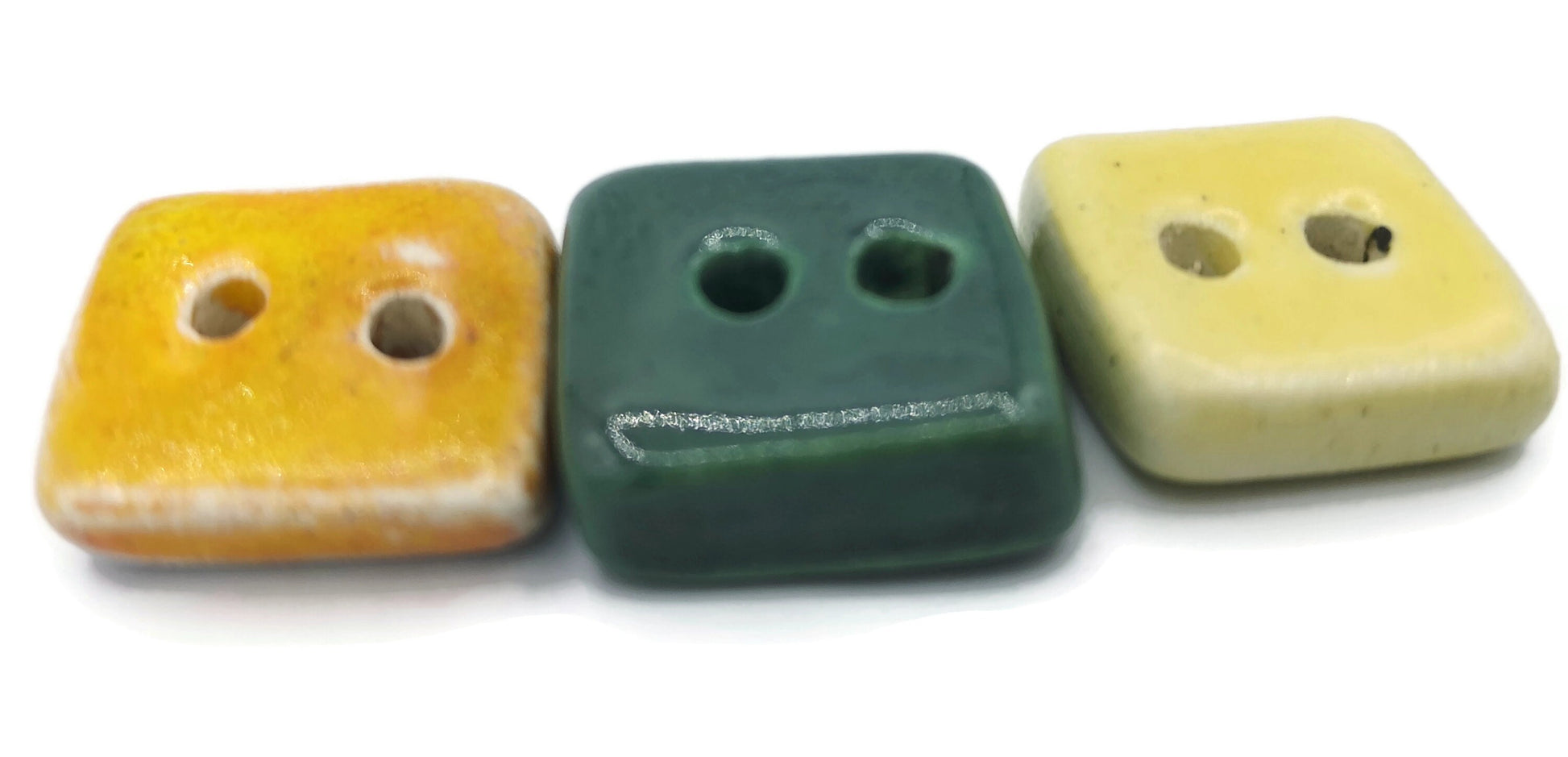 3Pc Handmade Ceramic Square Sewing Buttons, Best Sellers Sewing Supplies And Notions, Artisan Coat Buttons, Novelty Unique Craft Supplies - Ceramica Ana Rafael