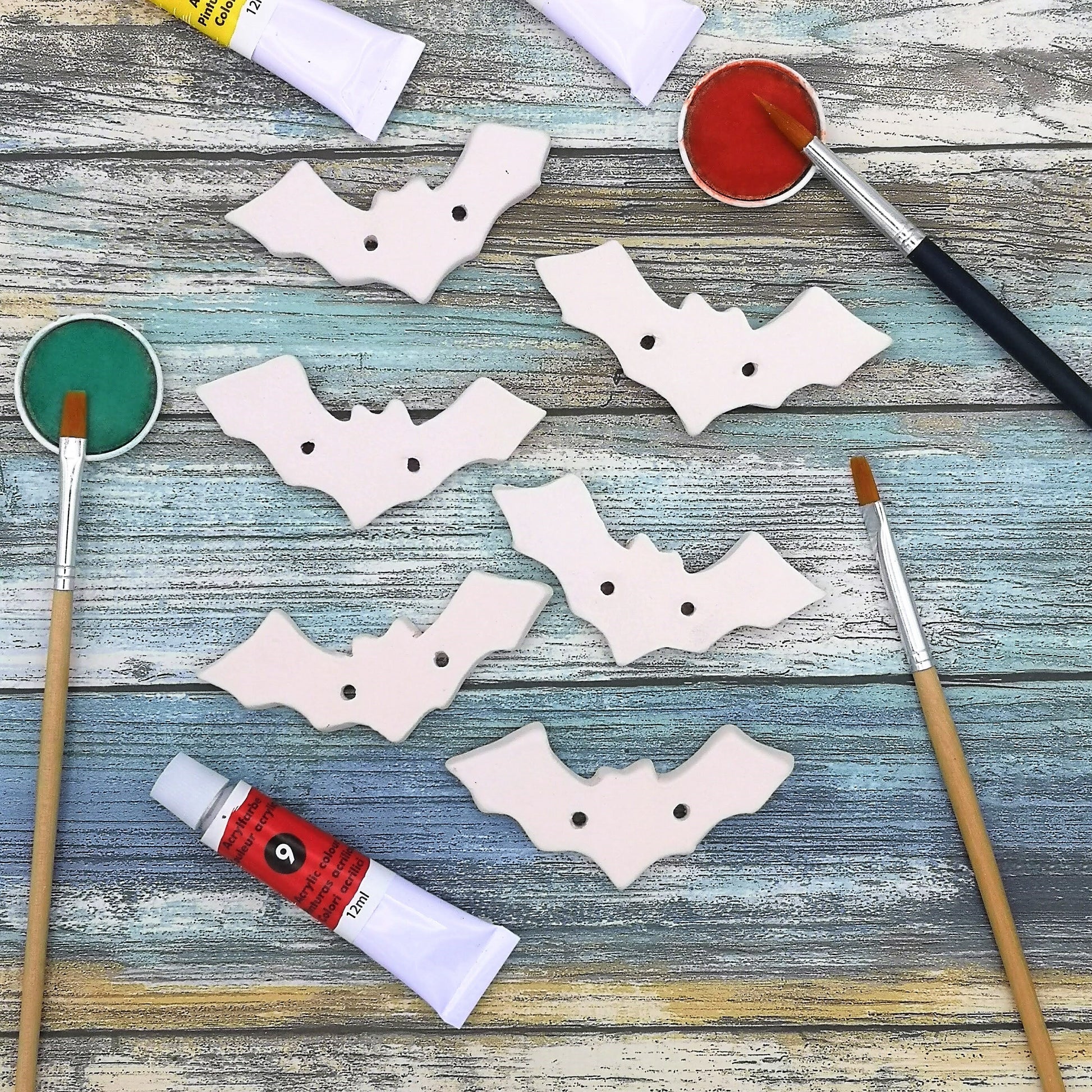 6Pc 75mm Halloween Bat Buttons Extra Large, Unpainted Ceramic Bisque Sewing Buttons Ready To Paint, Trending Now Sewing Notions - Ceramica Ana Rafael