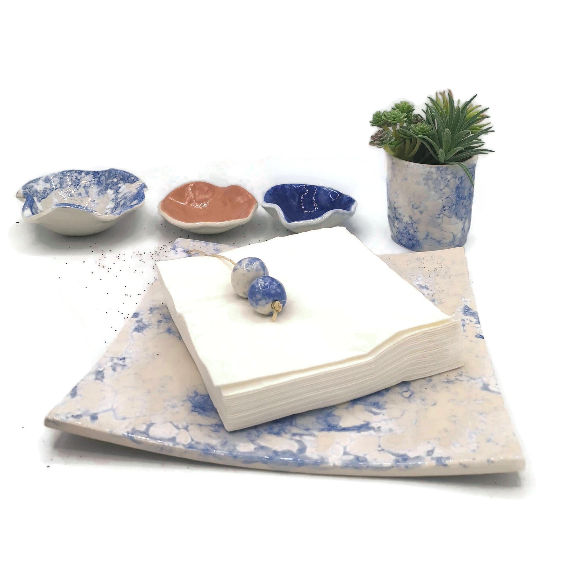 Dining Table Napkin Holder, Outdoor Dining Table Decor, Handmade Ceramic Square Napkin Holder, - Ceramica Ana Rafael