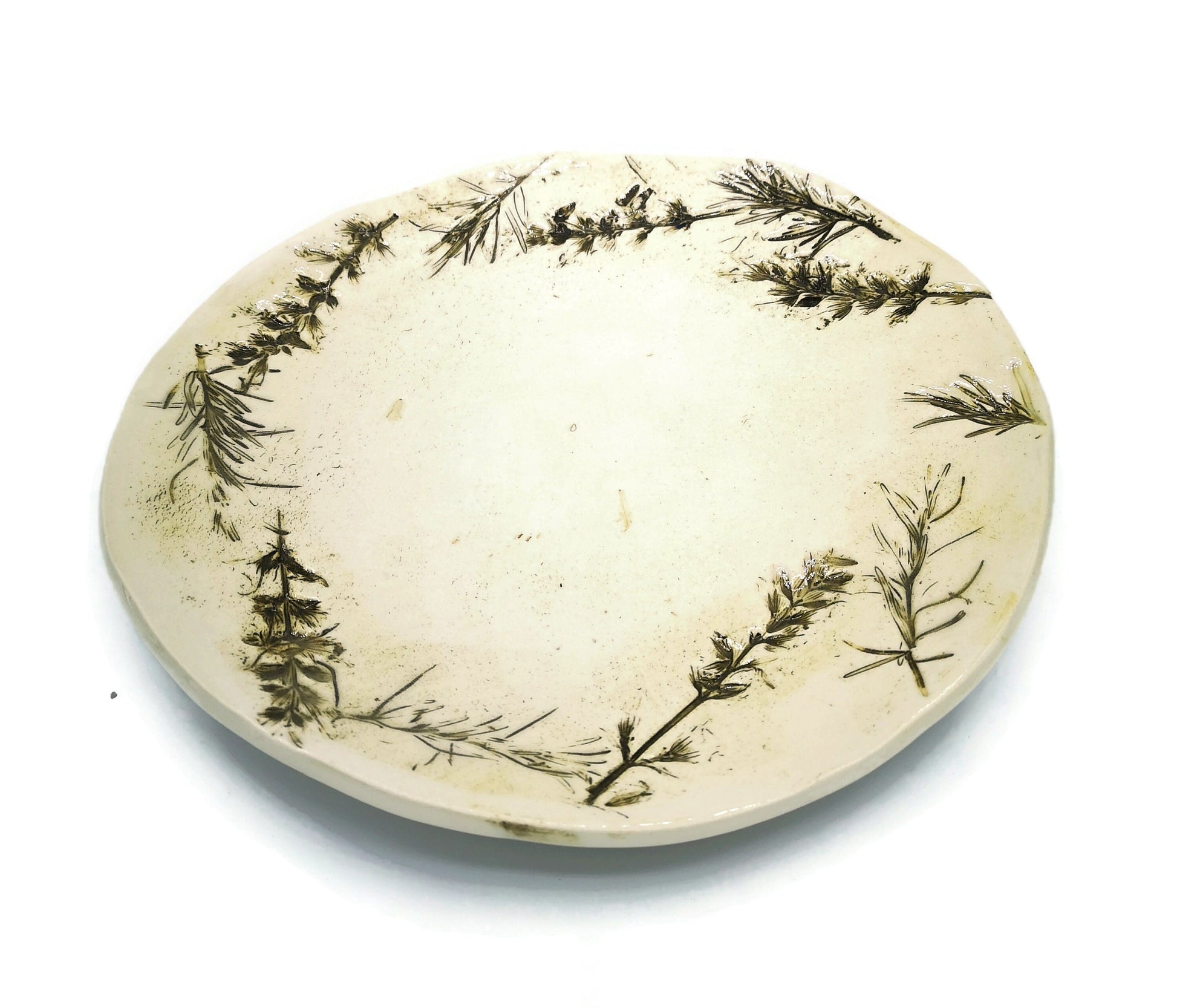 Handmade Ceramic Plate Flower Texture, Wall Decor Best Gifts For Her, Best Seller Plant Mom Gift For Women, Rustic Pottery Plate For Display - Ceramica Ana Rafael