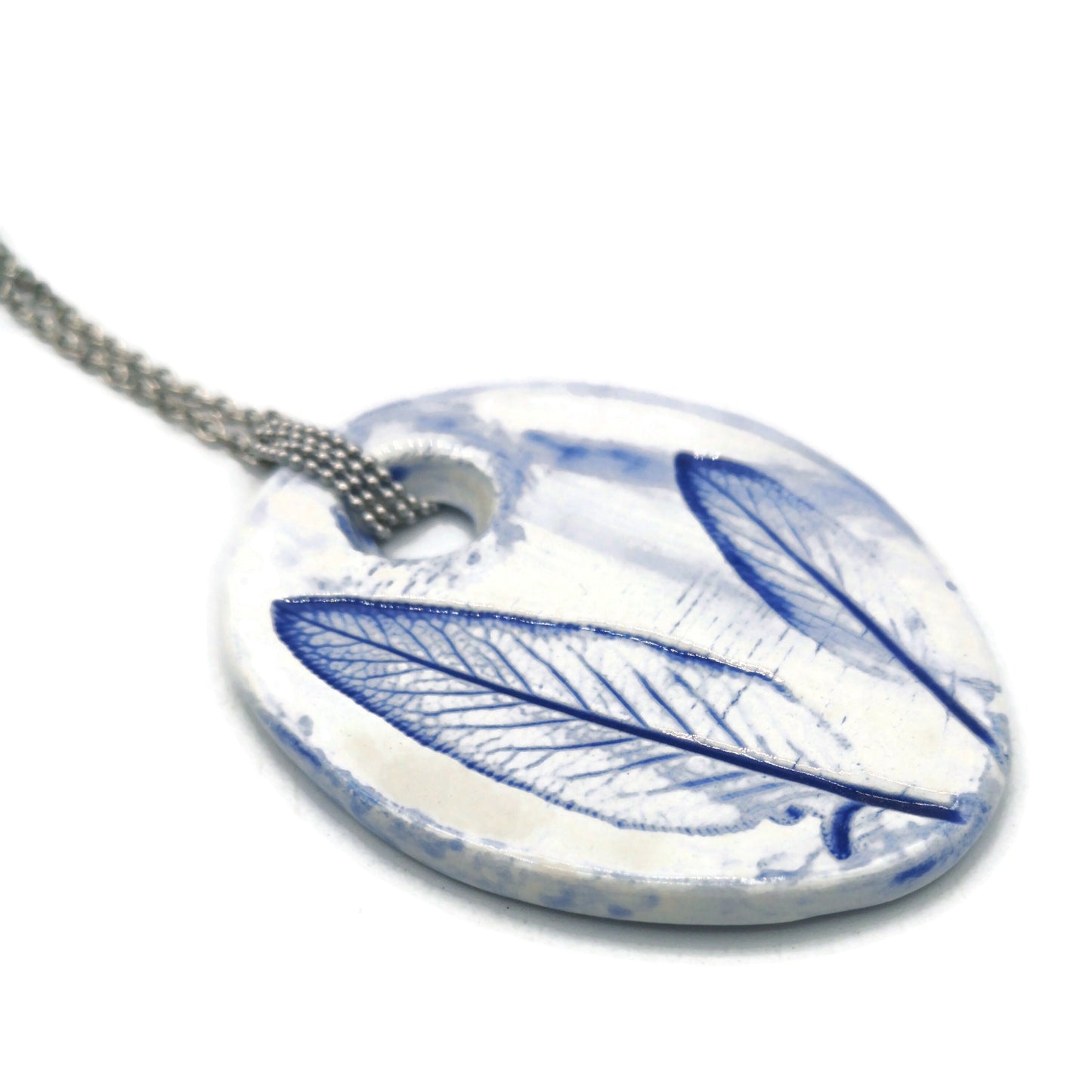 Extra Large Blue Statement Necklace Pendant For Women, Aesthetic Plant Lover Gift For Mothers Day, Boho Best Gifts For Her, Handmade Jewelry - Ceramica Ana Rafael