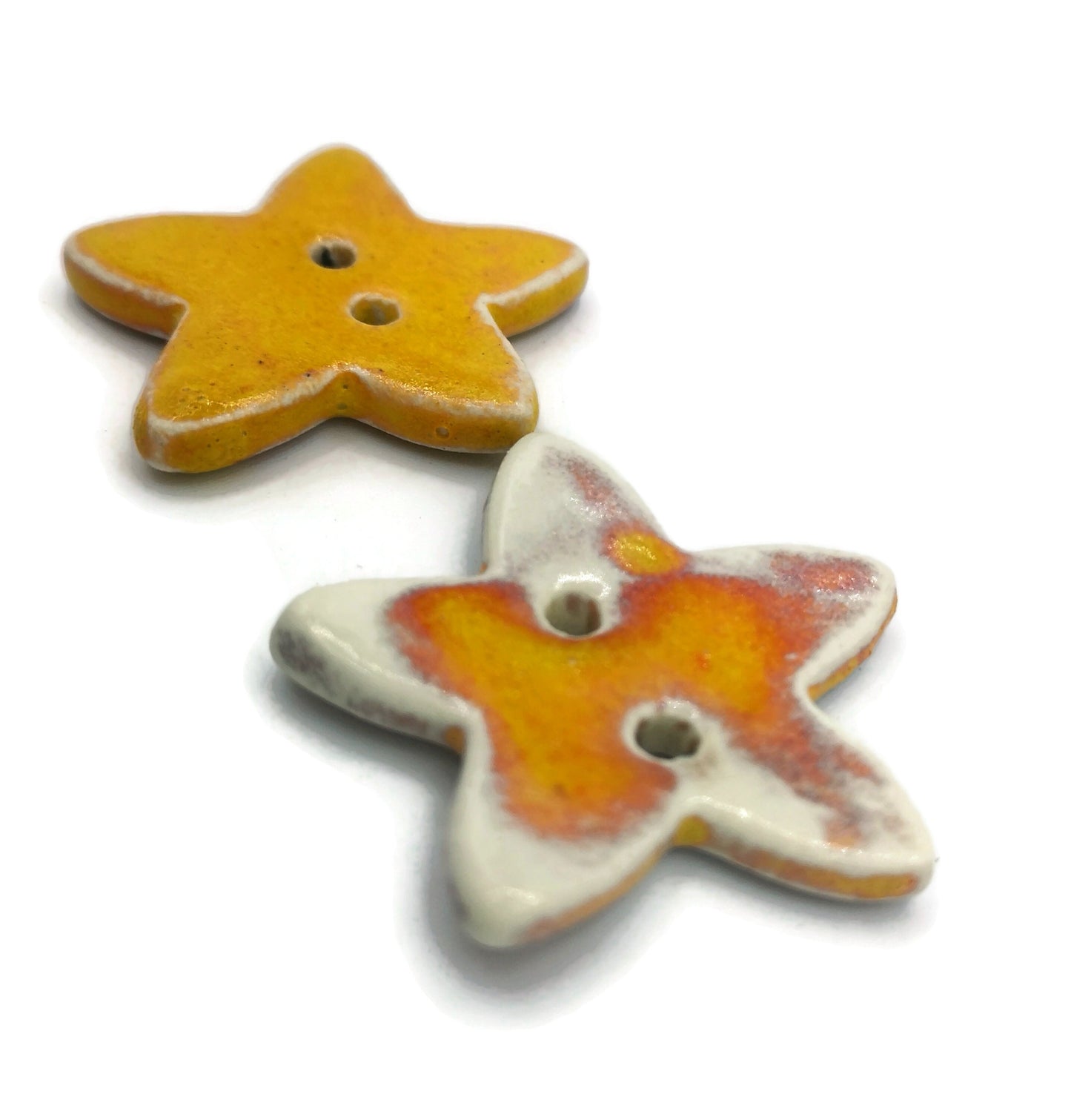 Set Of 2 Coat Buttons, Handmade Ceramic Sewing Buttons Star Shaped, Sewing Supplies And Notions, Custom Buttons For Jewelry Making - Ceramica Ana Rafael