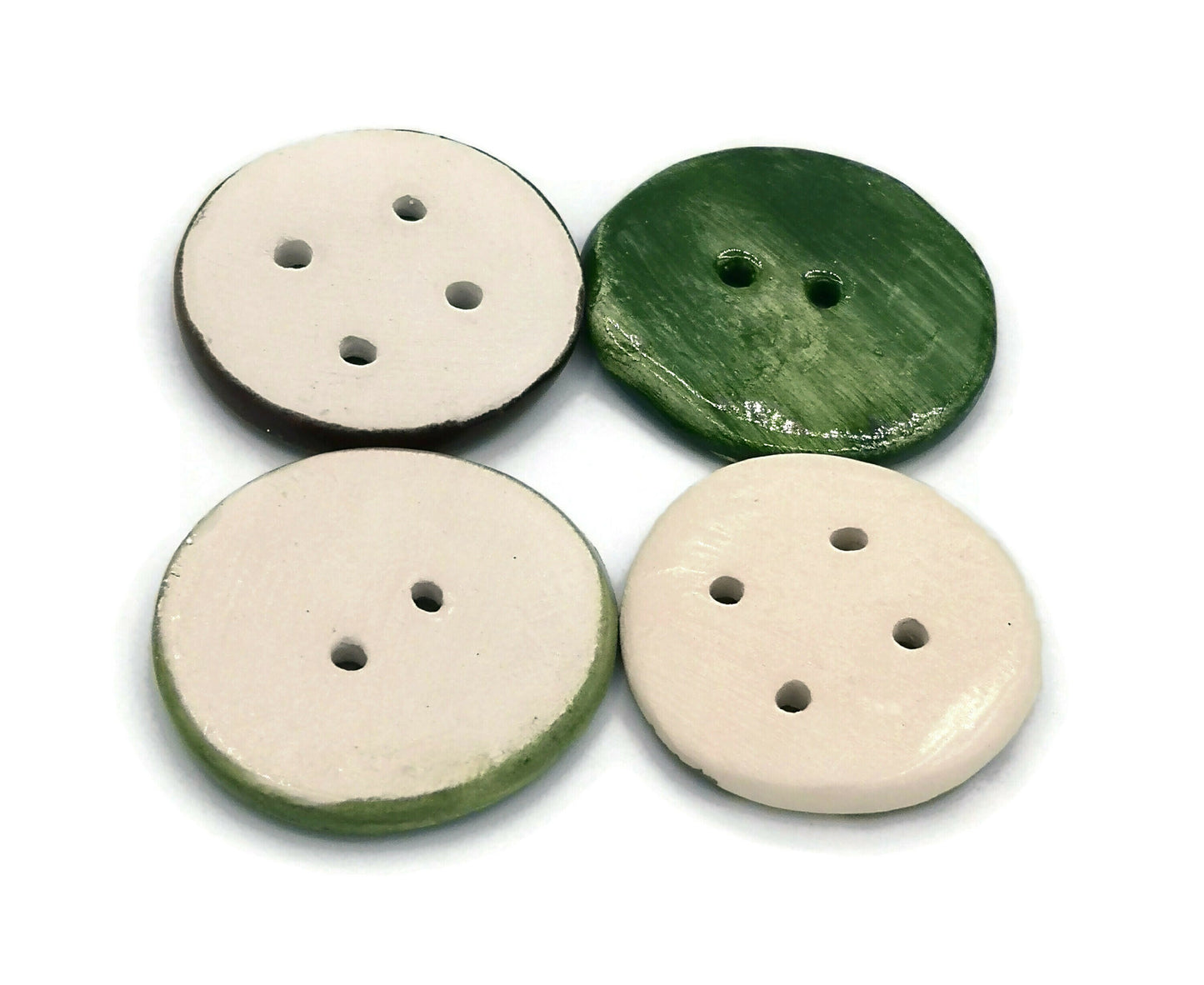 4Pc 40mm Extra Large Round Buttons For Blouse, Decoratice Coat Buttons, Fall Design Handmade Ceramic Sewing Supplies And Notions Purse Clasp - Ceramica Ana Rafael