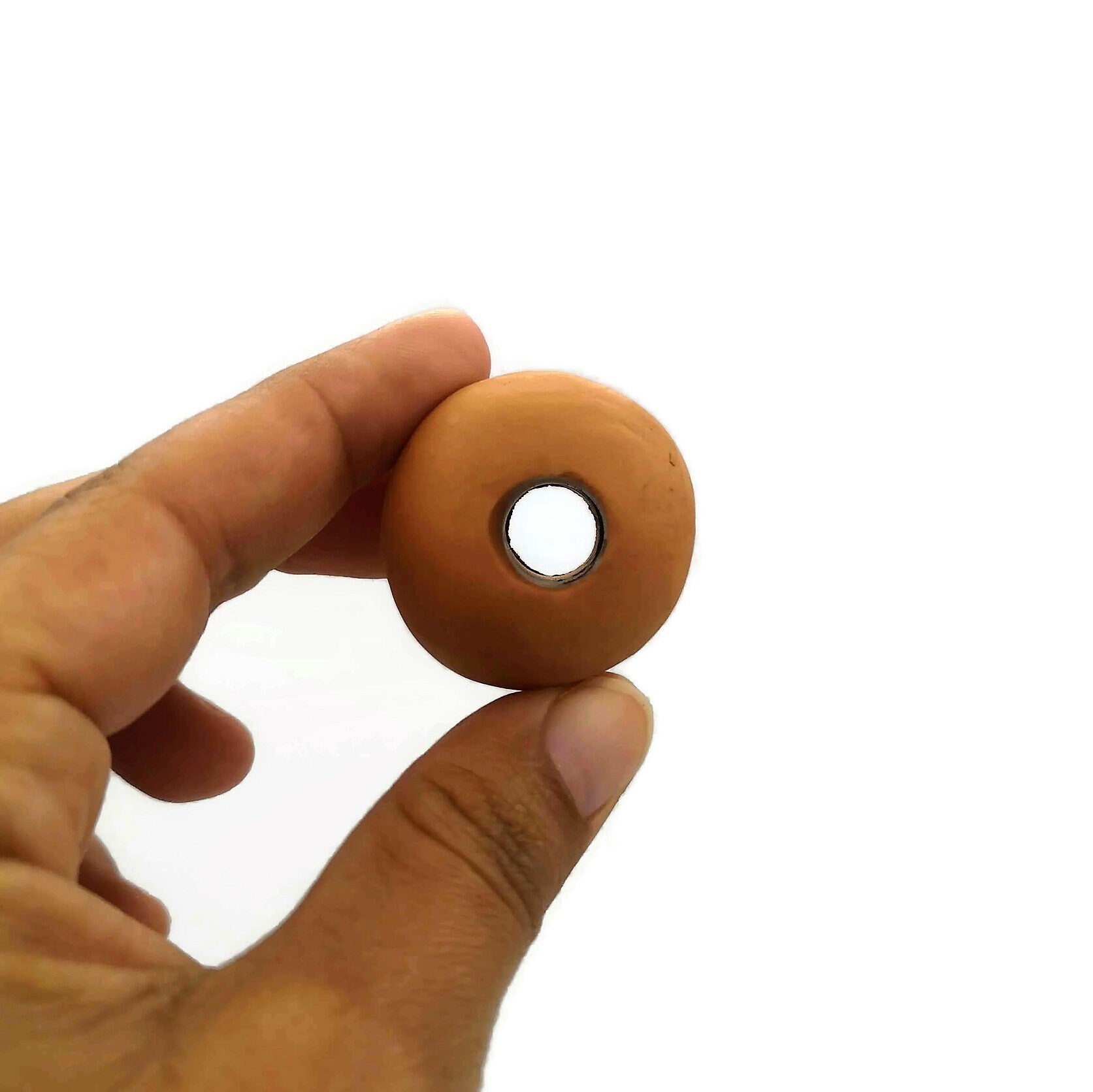 6Pc 30mm Handmade Ceramic Macrame Beads 7mm Large Hole, Clay Beads, Extra Large Beads - Ceramica Ana Rafael