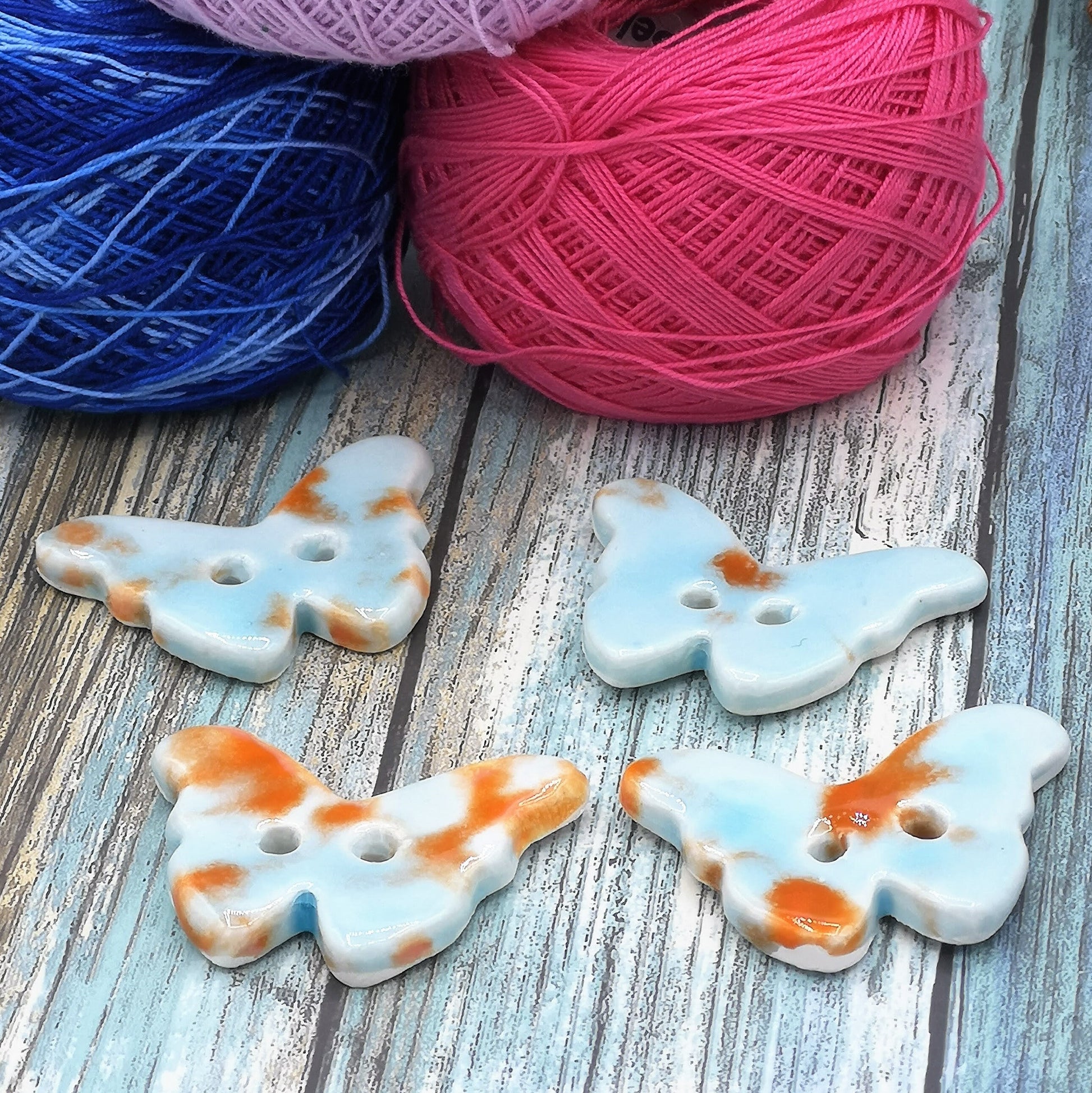 Butterfly Buttons, Cute Buttons, Designer Button, Set of 4 Ceramic Sewing Button For Crafts, Large Fancy Porcelain Buttons Gifts For Her - Ceramica Ana Rafael