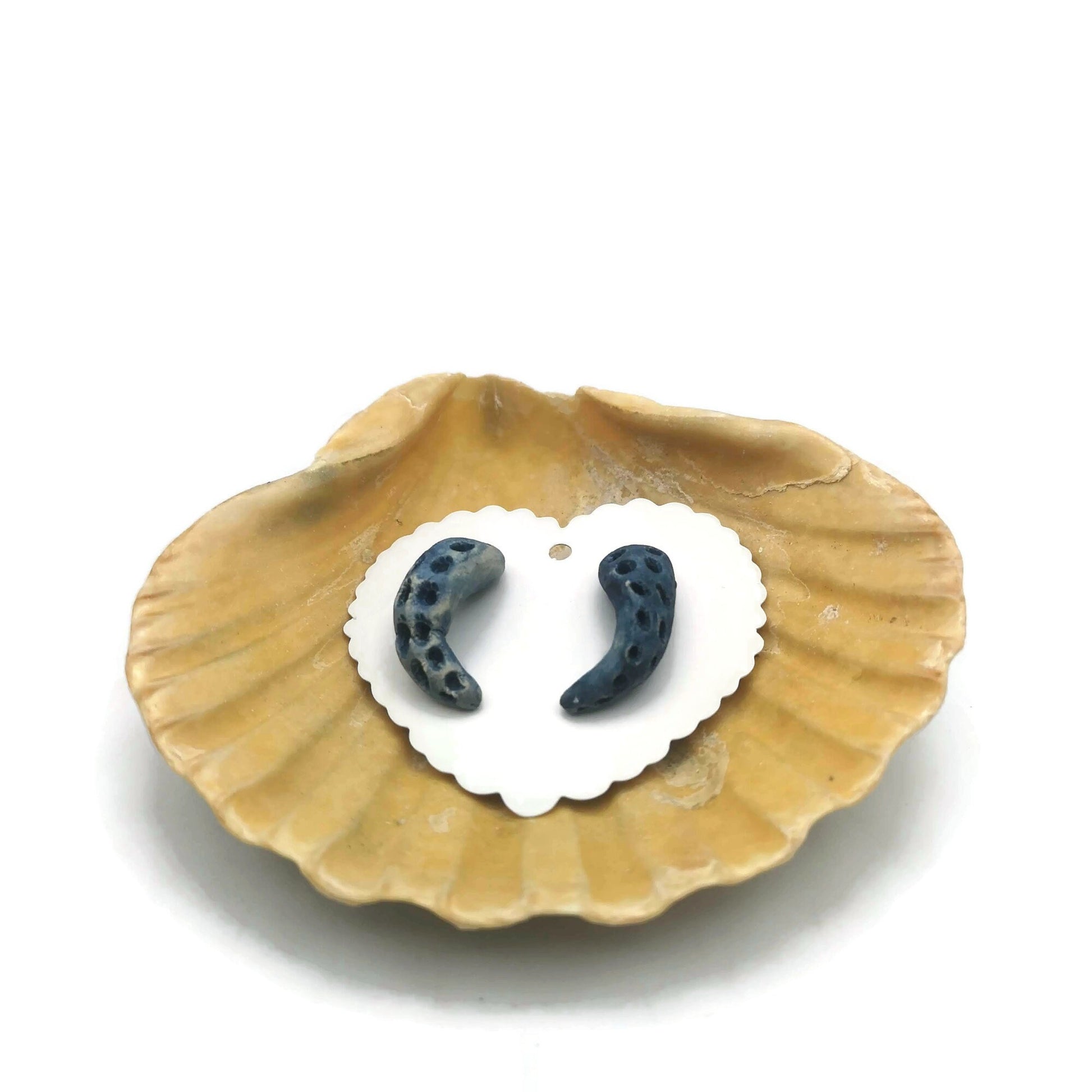 Octopus Earrings For Women, Minimalist Novelty Blue Stud Earrings, Best Gifts For Her, Artisan Clay Tentacle Jewelry - Ceramica Ana Rafael