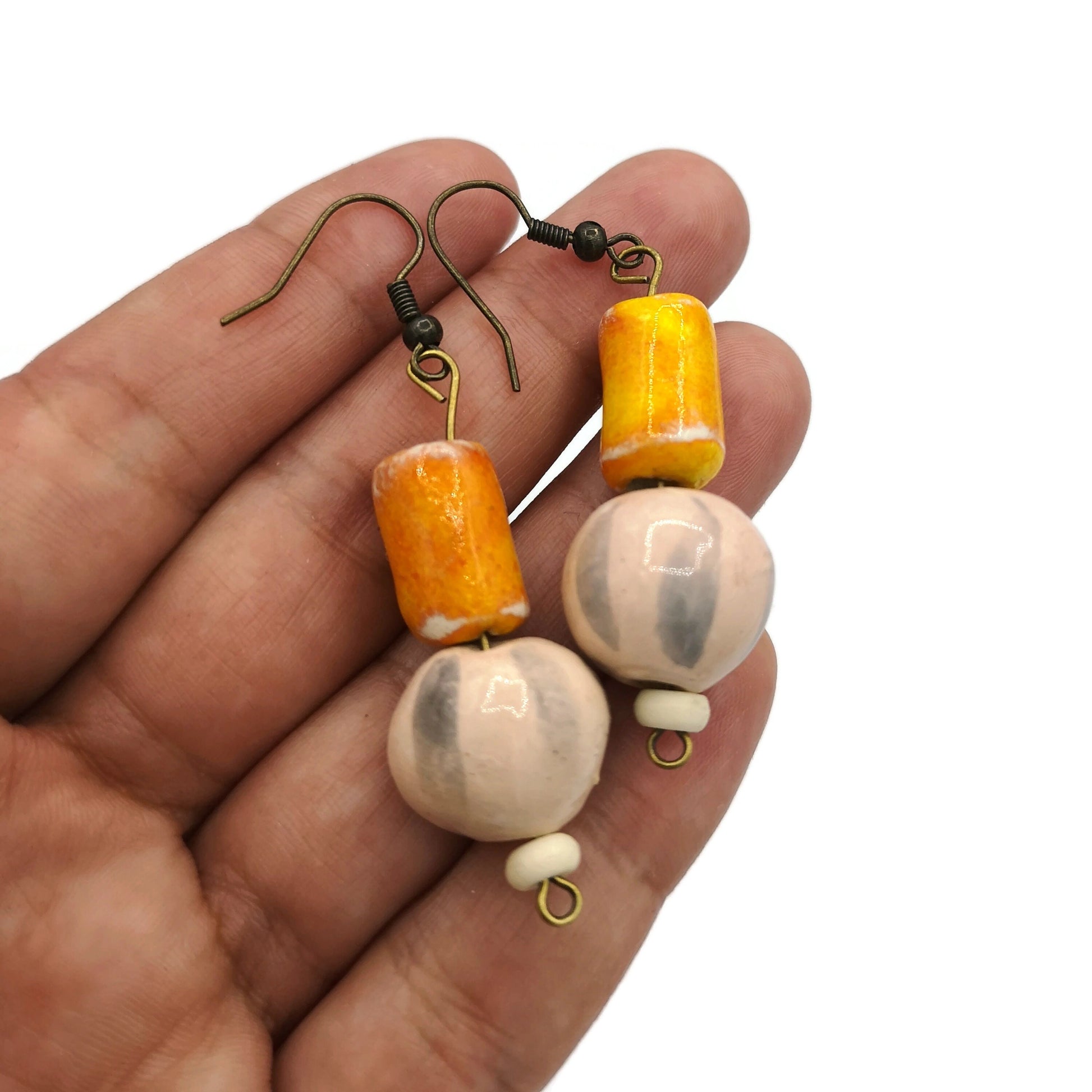 UNIQUE DANGLE EARRINGS, Ceramic Drop Earrings, 9th Anniversary Gift For Her, Novelty Charm Aesthetic Earrings - Ceramica Ana Rafael