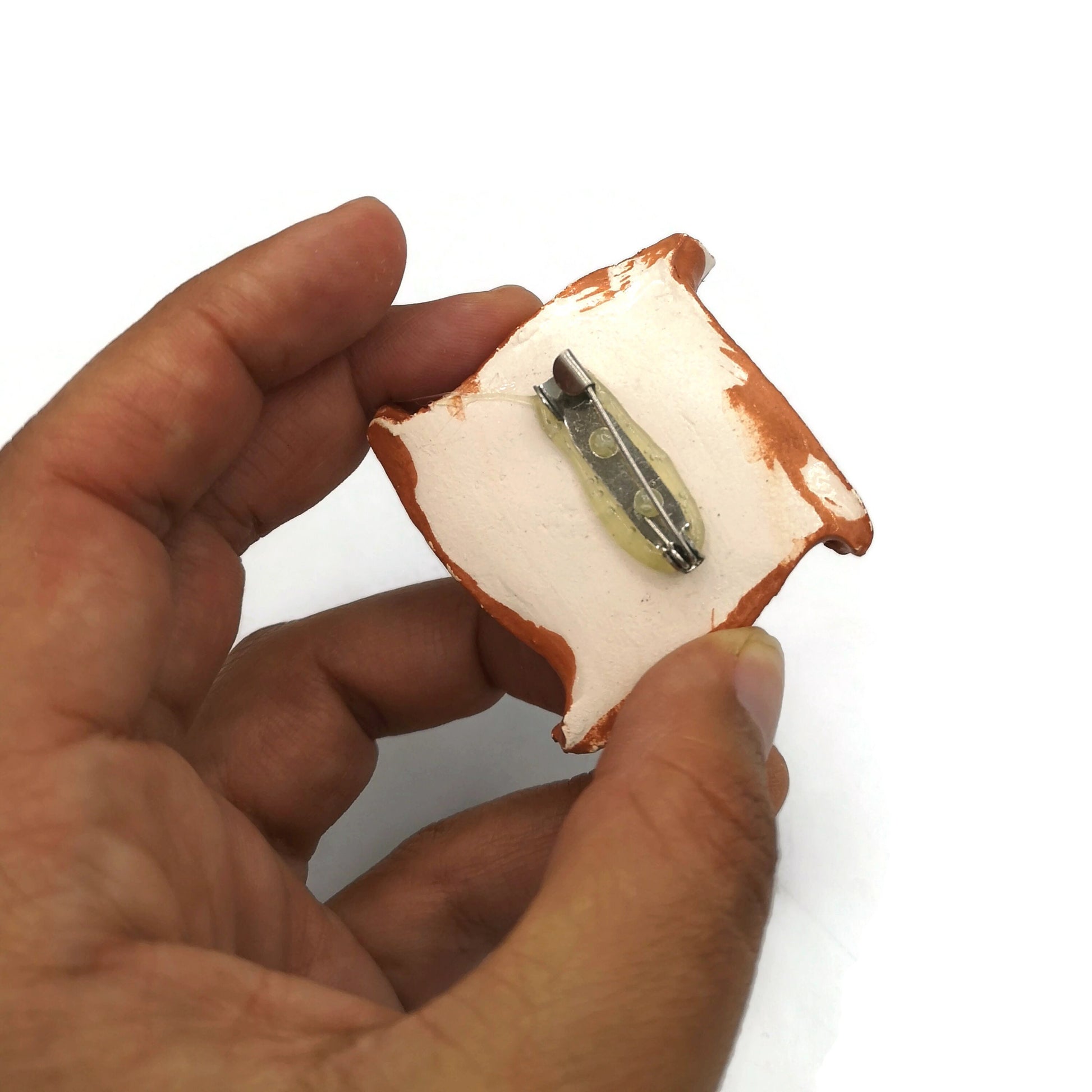 Black or Red Handmade Ceramic Brooch With Irregular Shape, Unique Brooch For Women, Hand Painted Clay Scarf Brooch Gift For Wife - Ceramica Ana Rafael