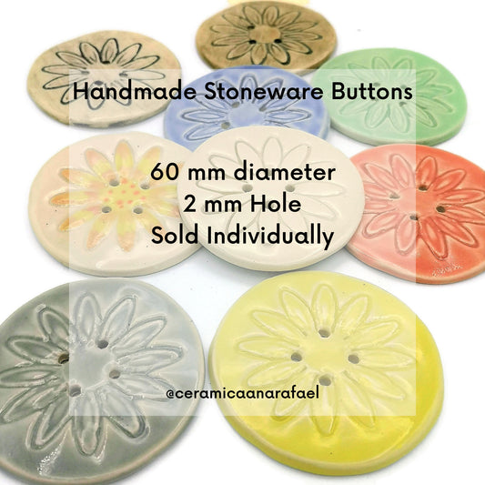 Extra Large Handmade Ceramic Sewing Buttons, Decorative Novelty Flower Buttons for Crafts, Coats & Blouses, Jumbo Buttons Most Sold Items - Ceramica Ana Rafael